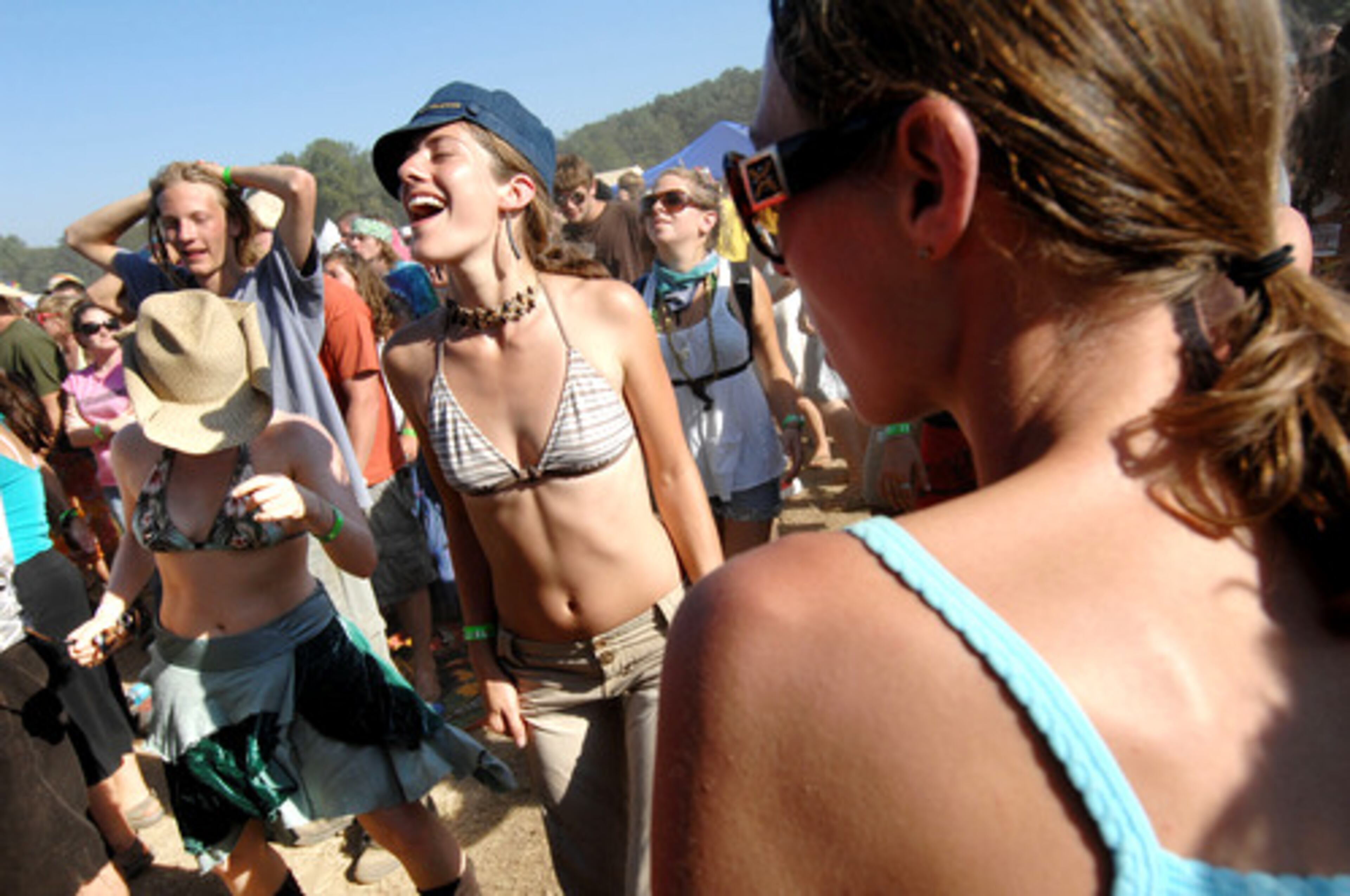 Alice Powell of Ashville, N.C,. dances to Toubab Krewe.