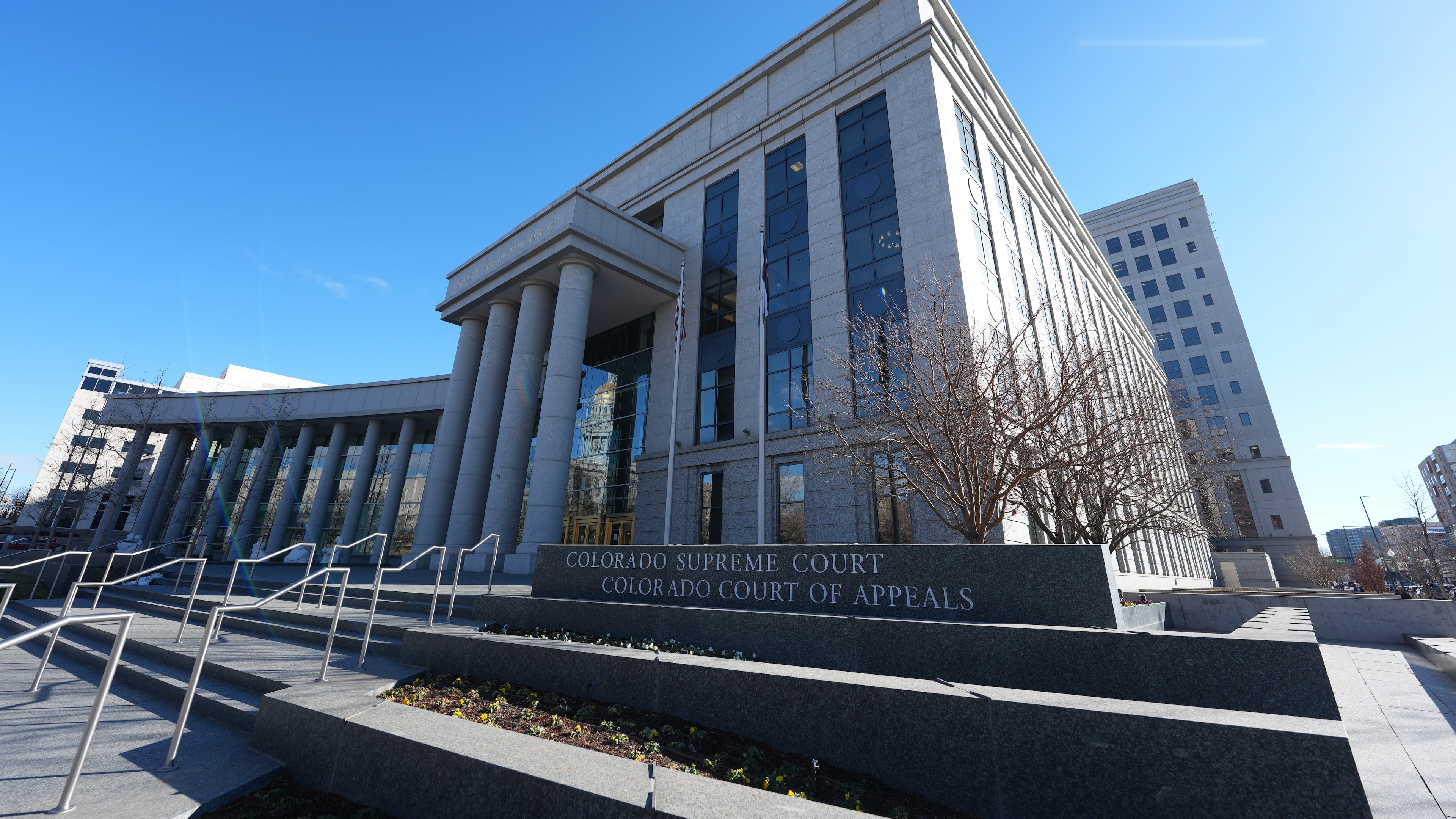 FILE - The Ralph Carr Judicial Building, which houses the Colorado Supreme Court and Colorado Court of Appeals, in Denver on Jan. 14, 2026. (AP Photo/David Zalubowski, File)