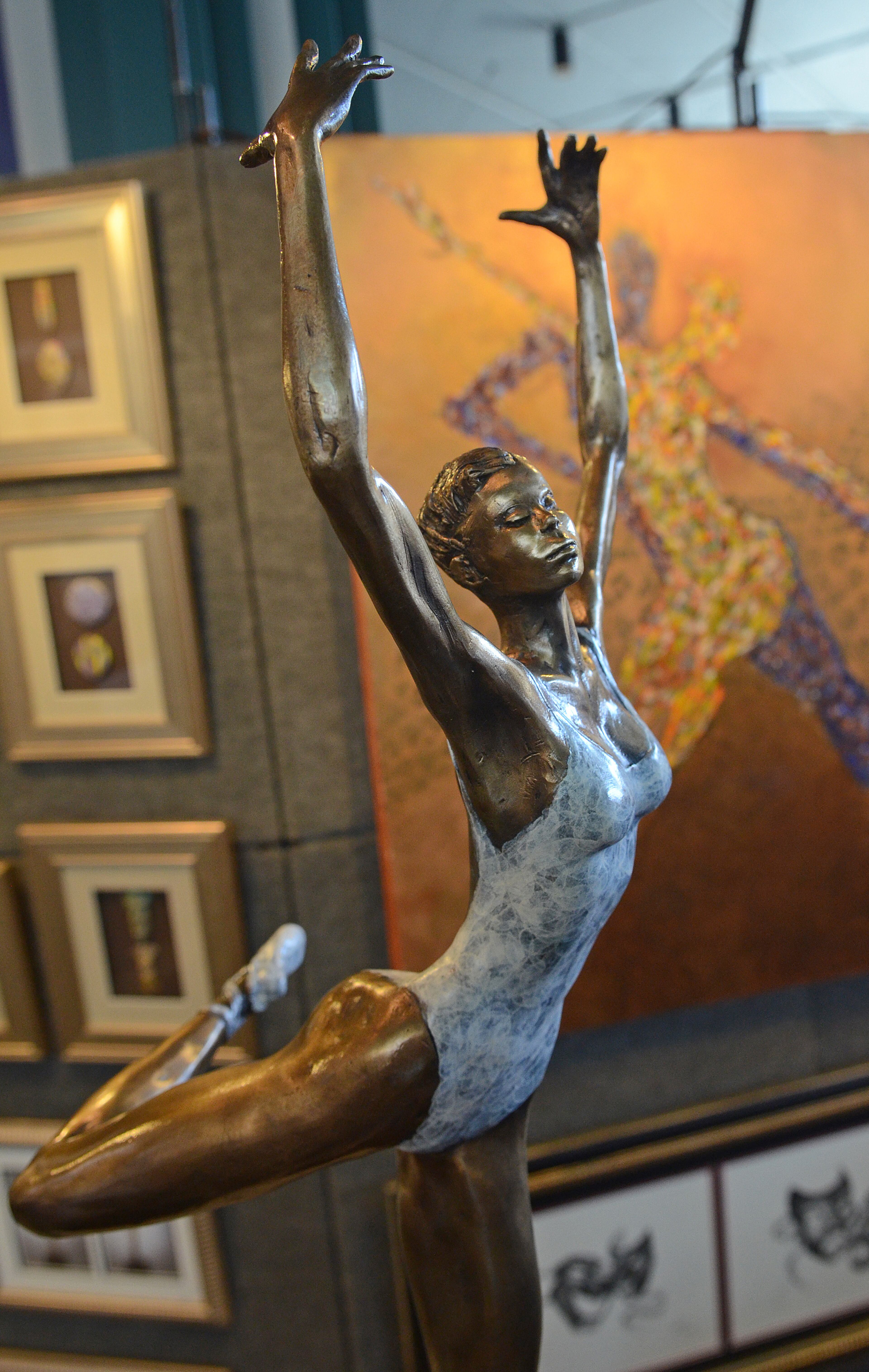 A dancer in bronze by artist George Nock graces the fine artist area of 19th Annual Heritage Arts and Soul Festival at Underground Atlanta. The event features the work of over 30 artist, featuring fine art and wearable art ,plus an emerging artist pavilion, fashion show. (CHRIS HUNT/SPECIAL)