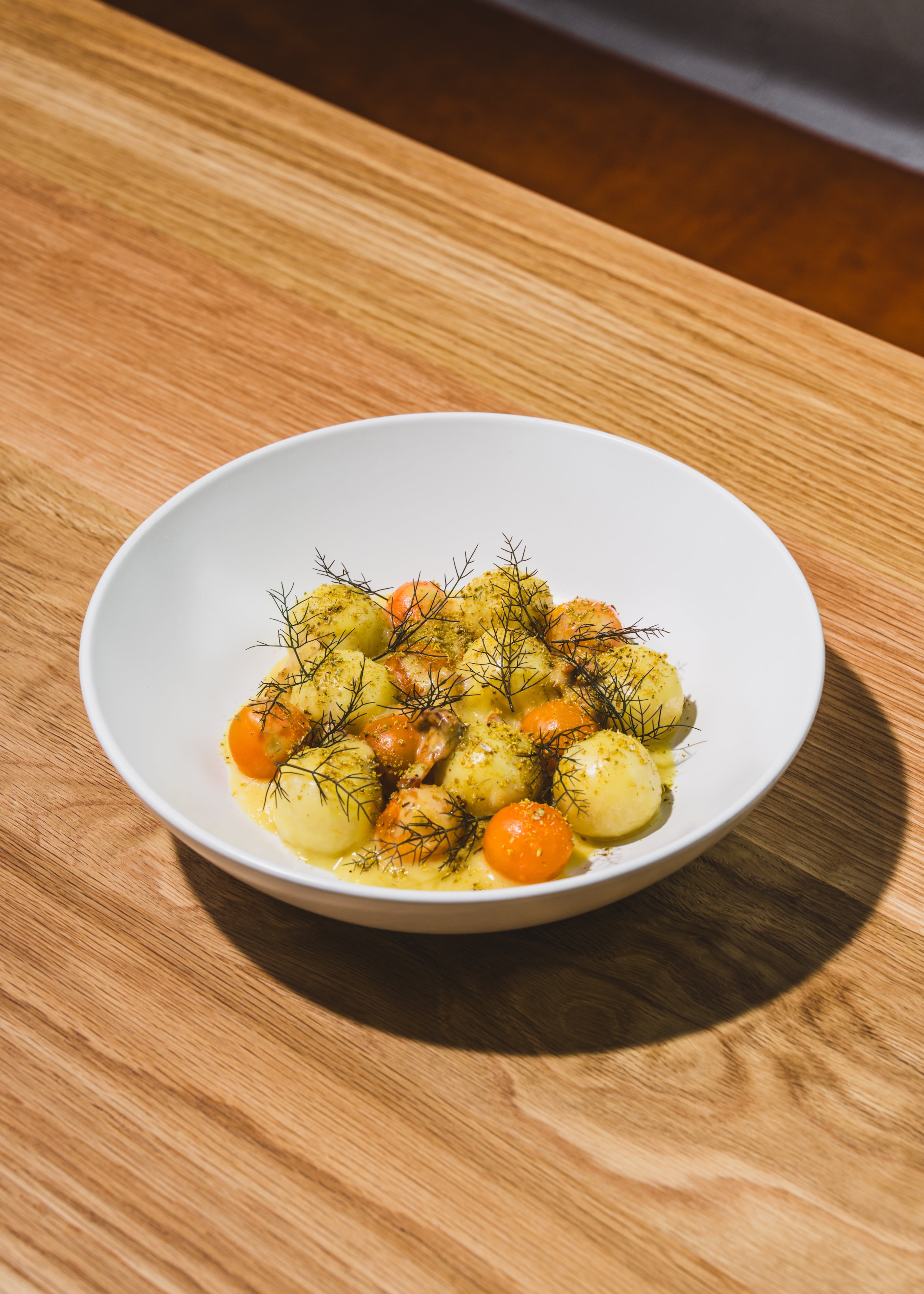 A dish called sweet corn at So. Fox, with dumplings, sungold tomatoes and blue crab. (Dave Crawford/Courtesy of So. Fox)