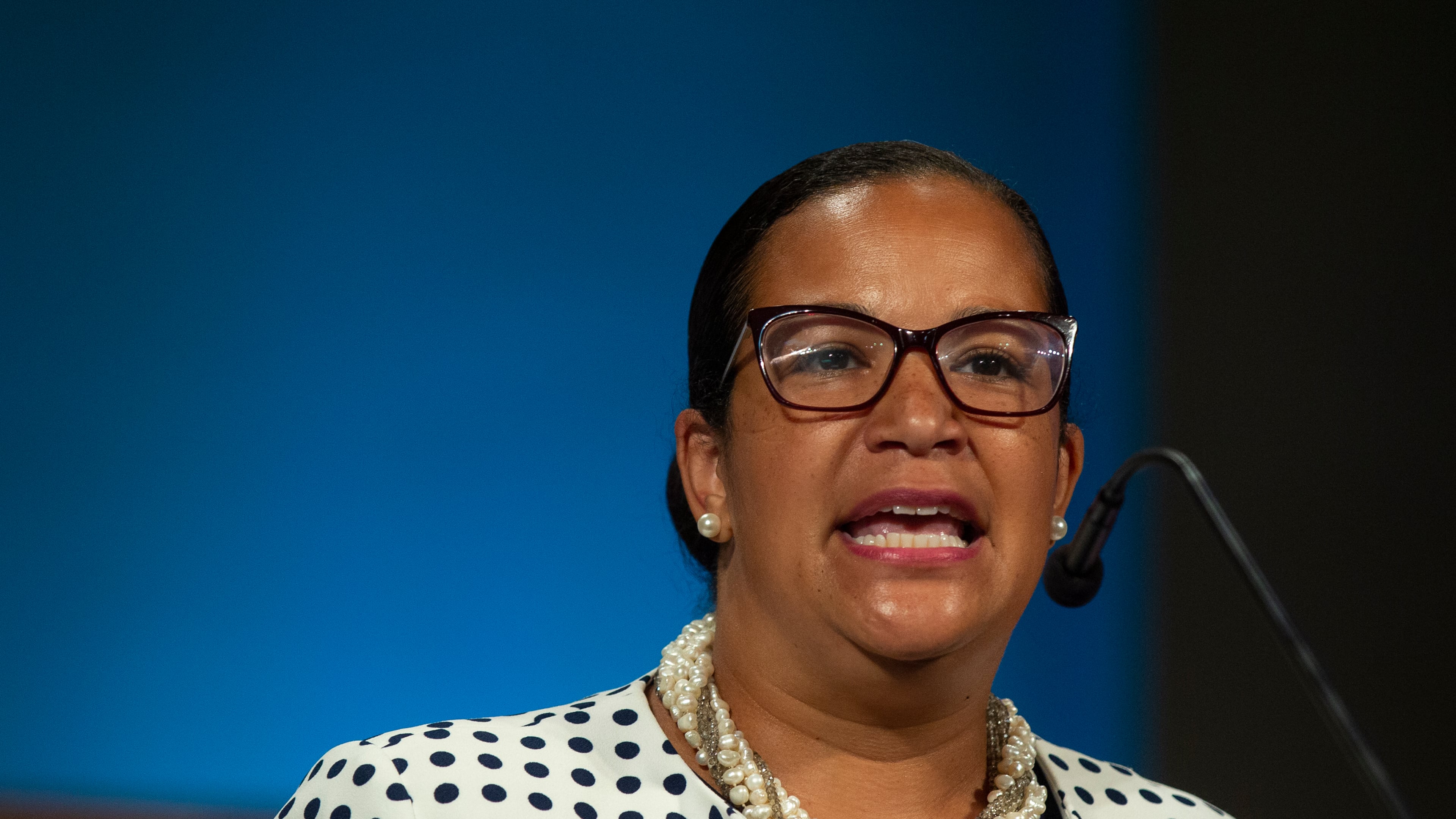 DeKalb County School District superintendent Cheryl Watson-Harris speaks at her installment ceremony in July, 2020. (REBECCA WRIGHT FOR THE ATLANTA JOURNAL-CONSTITUTION)
