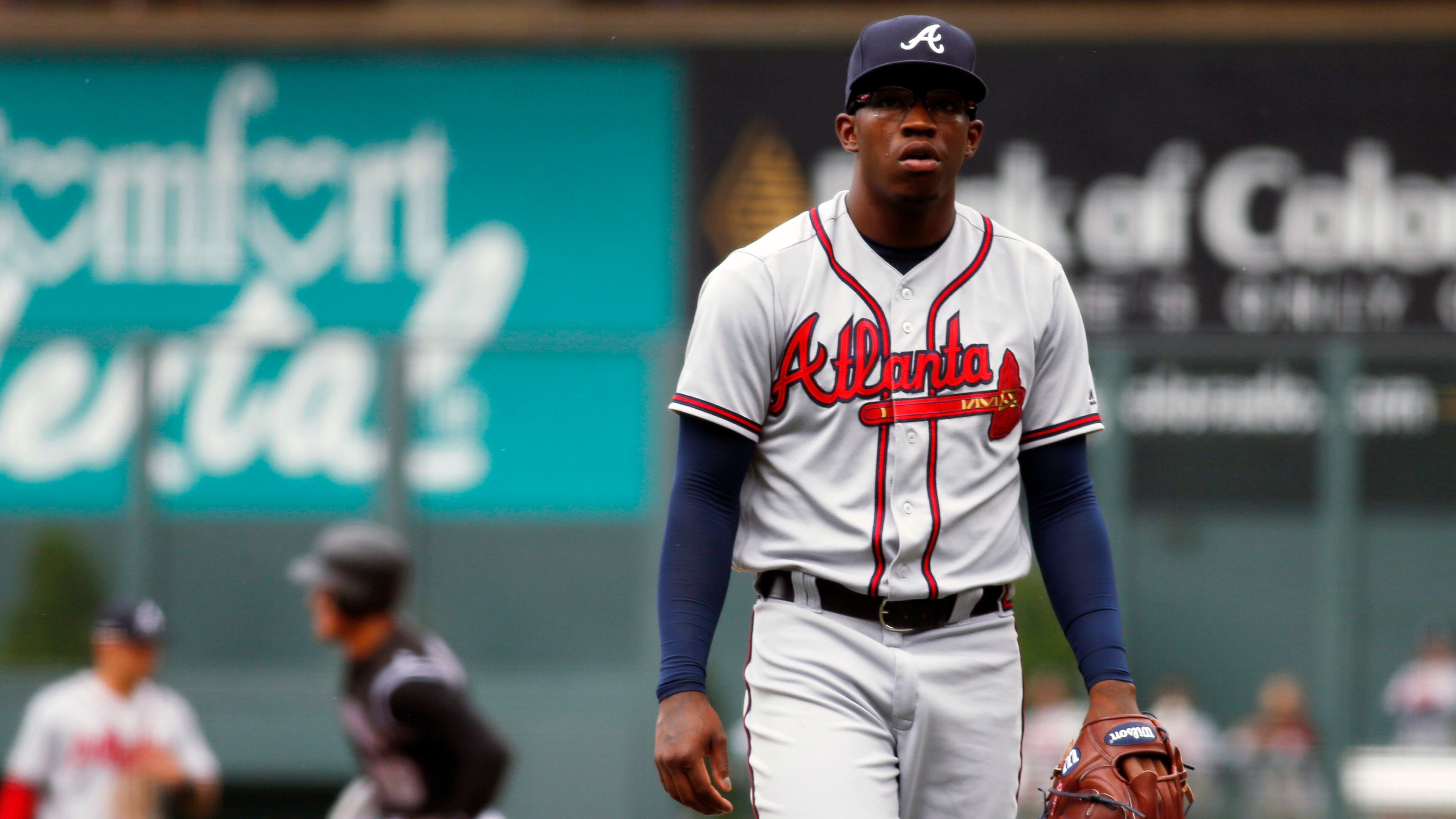 Braves pitcher Tyrell Jenkins reacts after giving up a three-run home run to Colorado Rockies' Nolan Arenado in the first inning Sunday. The Braves lost for the eighth time in 10 games since the All-Star break. (AP photo)