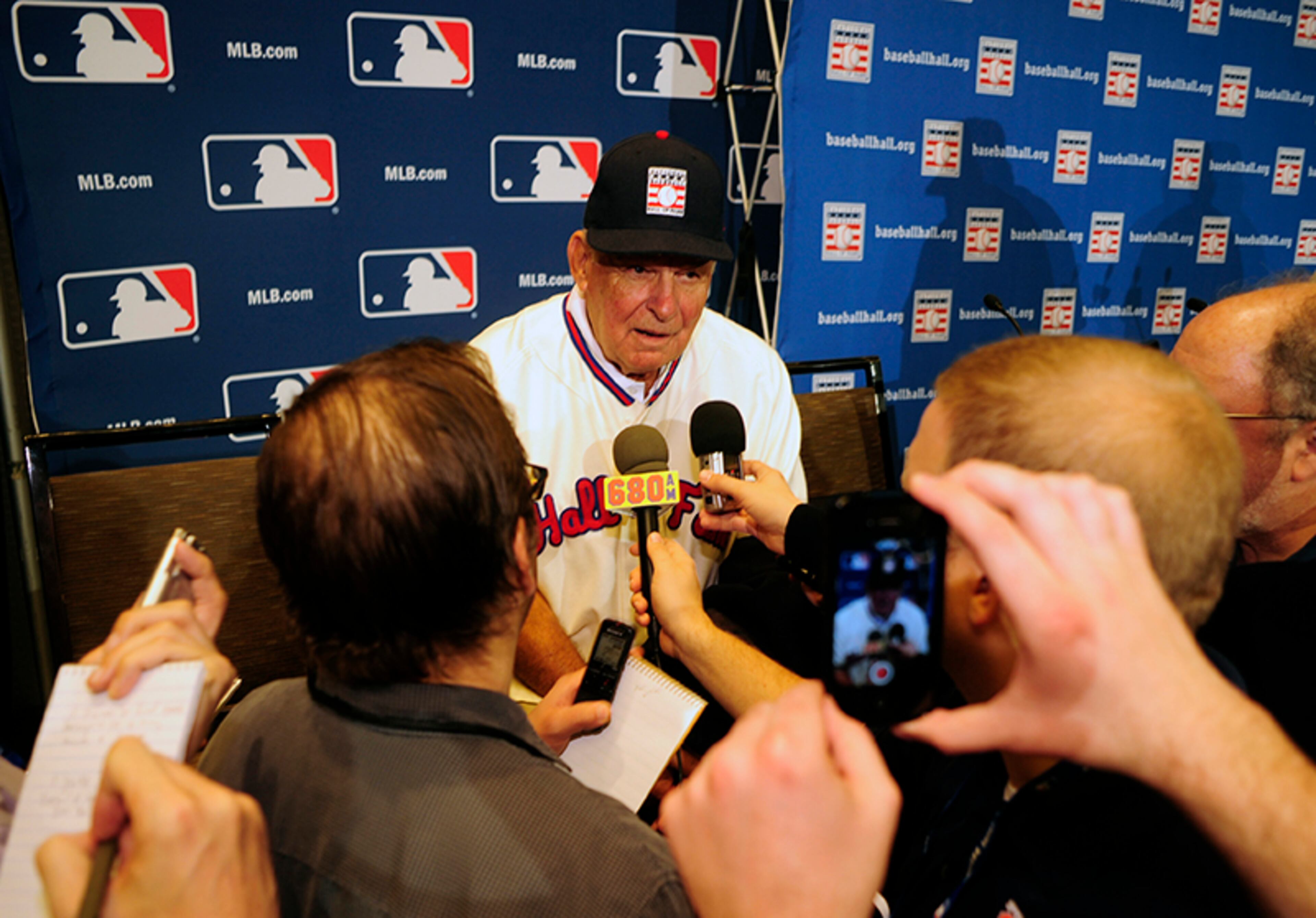 Two other former Braves - Greg Maddux and Tom Glavine - are newcomers to this year's Hall of Fame ballot (to be announced Jan. 8, 2014). At the chance of entering the Hall of Fame with those two Bobby Cox told reporters: "It would be quite an honor to go in with those two guys. I just hope Glav and Mad Dog can be on the stage with me. That would be the final finishing touch, going in with those two."