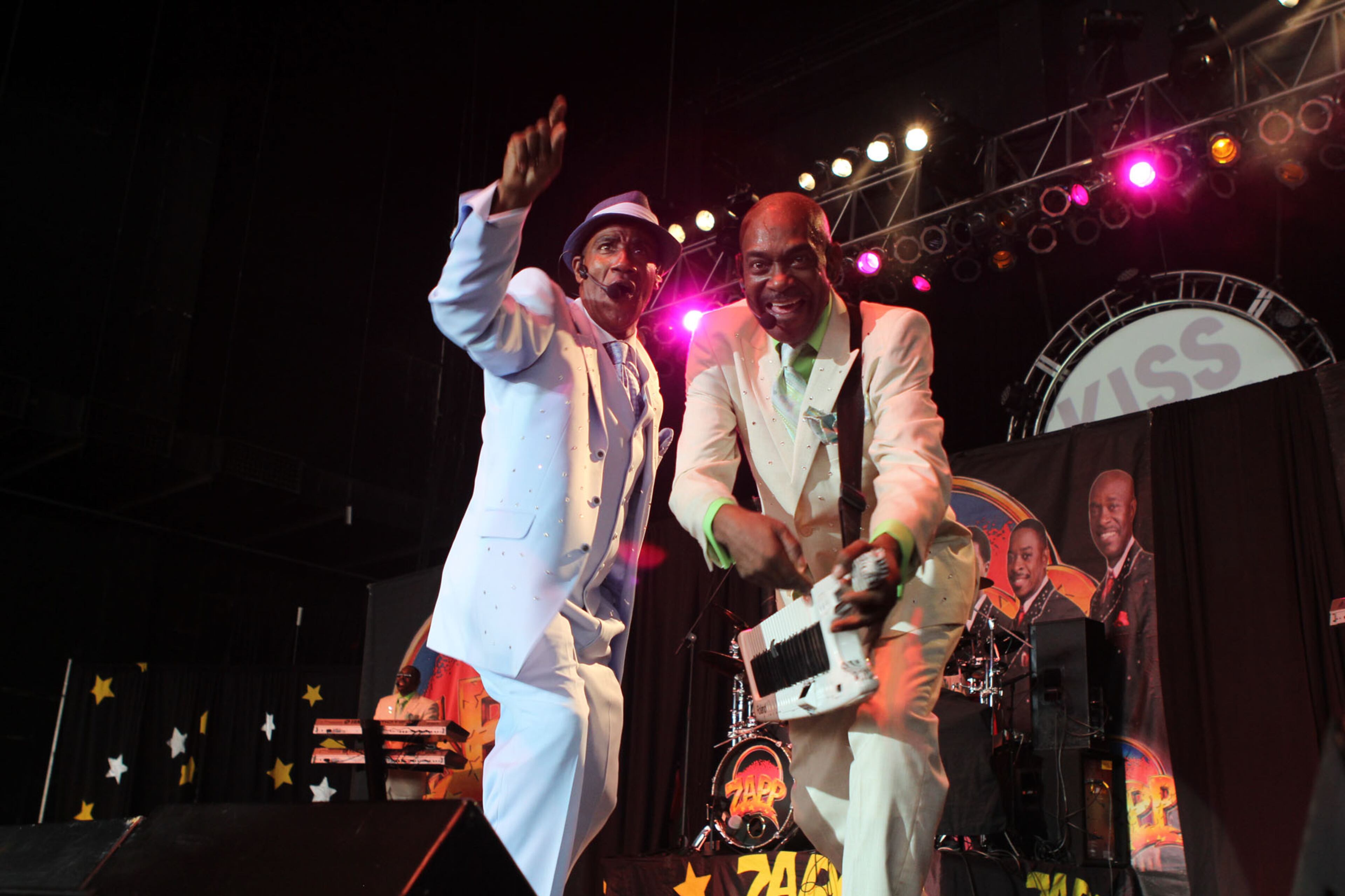 '70s and '80s soul and funk band the Zapp performs at the 2013 Flashback Festival at Aaron's Amphitheatre at Lakewood in Atlanta on Saturday.