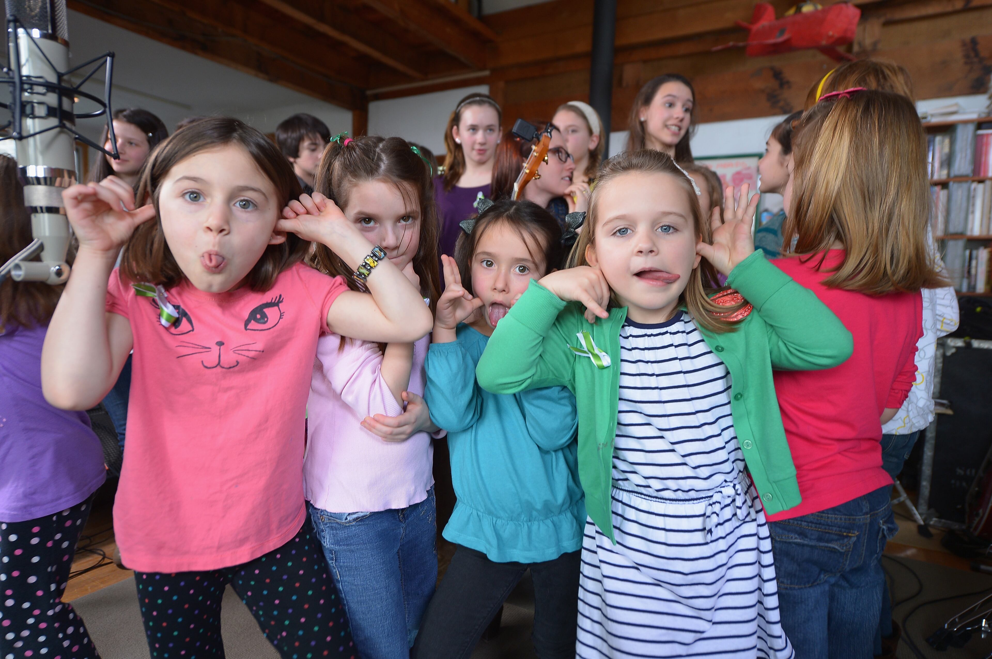 The kids take a break from recording.