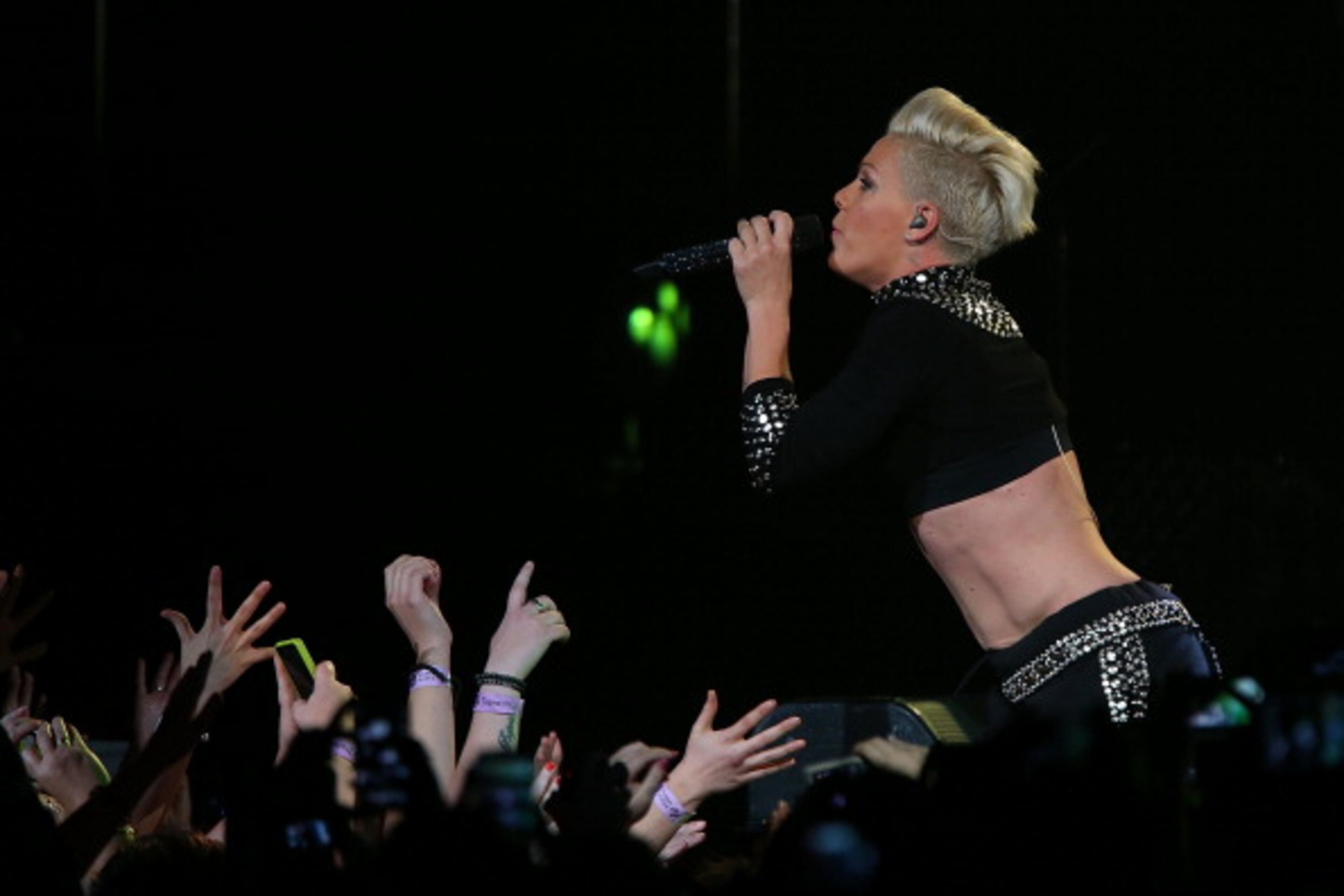 PERTH, AUSTRALIA - JUNE 25: Pink performs live for fans at Perth Arena on June 25, 2013 in Perth, Australia. (Photo by Paul Kane/Getty Images)