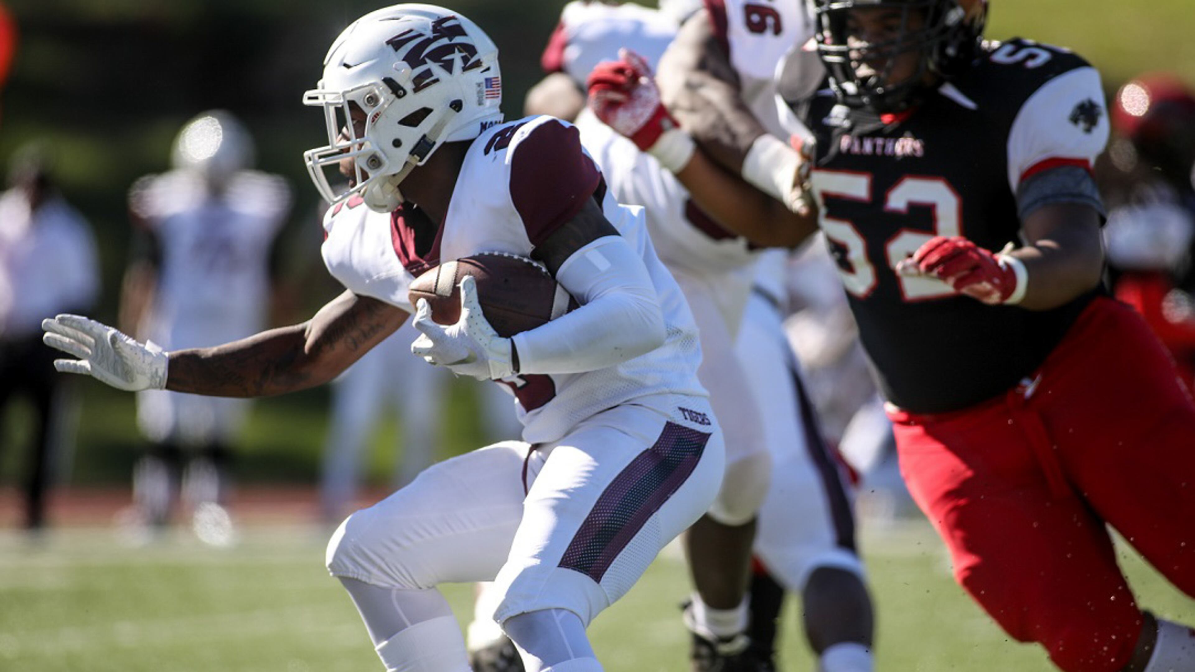 Morehouse Maroon Tigers running back Frank Bailey, Jr. (2) runs the ball during a college football game against the Clark Atlanta Panthers, Saturday, Nov. 3, 2018, in Atlanta. BRANDEN CAMP/SPECIAL
