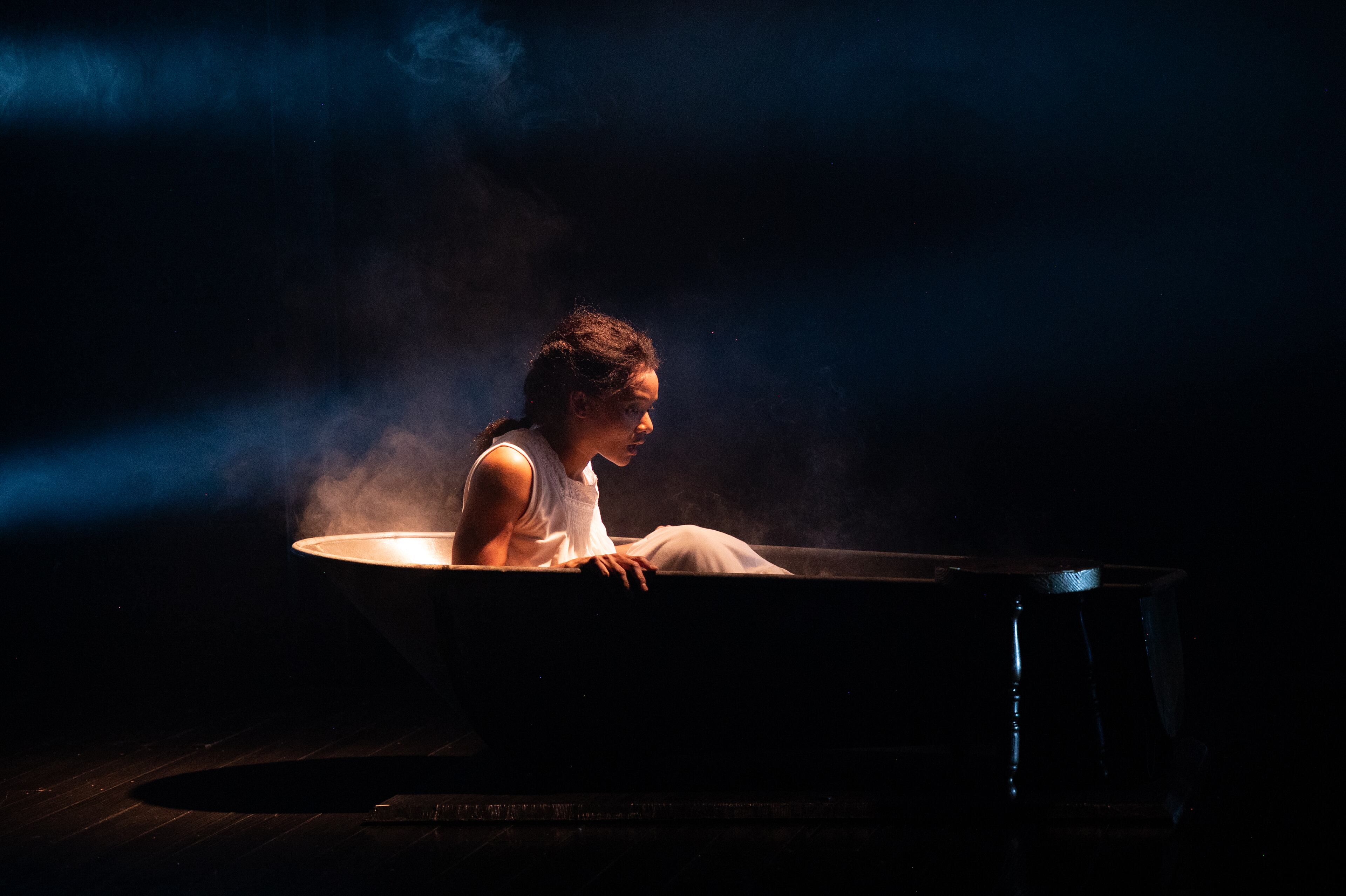 Jade Payton as Avery in the highly atmospheric "Covenant" on the Alliance's intimate Hertz Stage. (Courtesy of Greg Mooney)