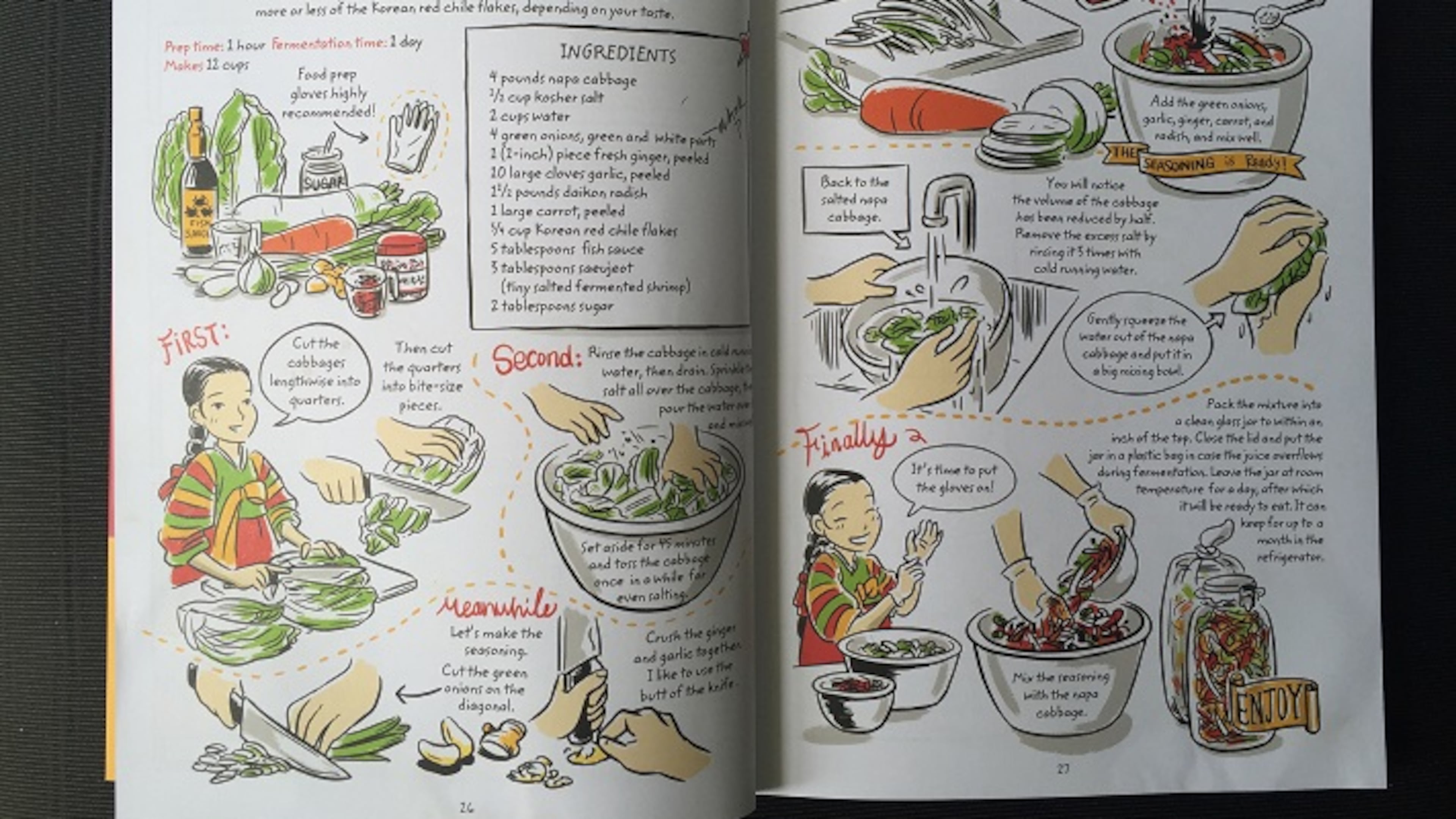 A page spread from "Cook Korean!: A Comic Book with Recipes" by Robin Ha. (Leslie Brenner/Dallas Morning News/TNS) NO MAGAZINE SALES WEB USE BY TNS CONTRIBUTORS ONLY MANDATORY CREDIT