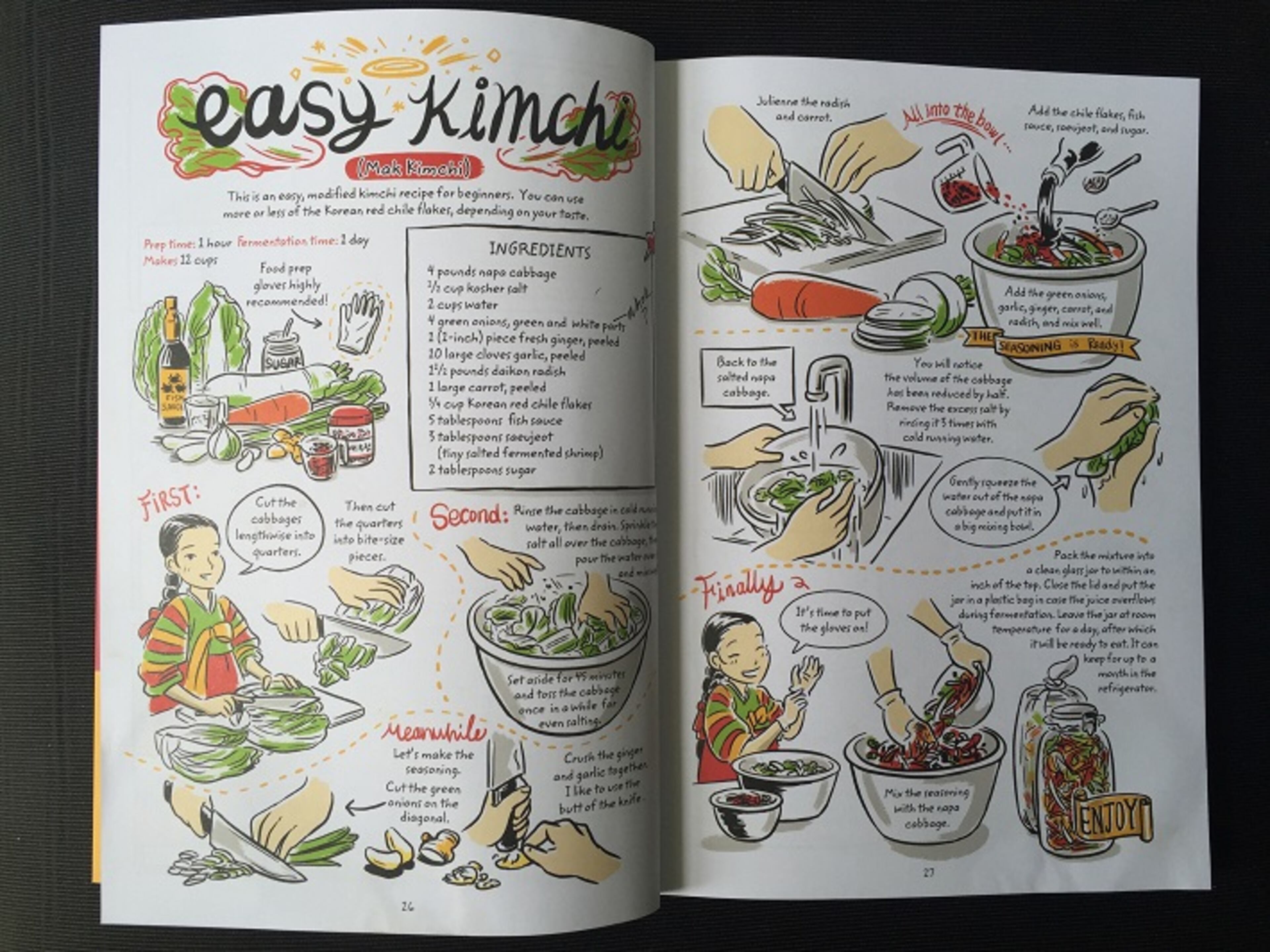 A page spread from "Cook Korean!: A Comic Book with Recipes" by Robin Ha. (Leslie Brenner/Dallas Morning News/TNS) NO MAGAZINE SALES WEB USE BY TNS CONTRIBUTORS ONLY MANDATORY CREDIT