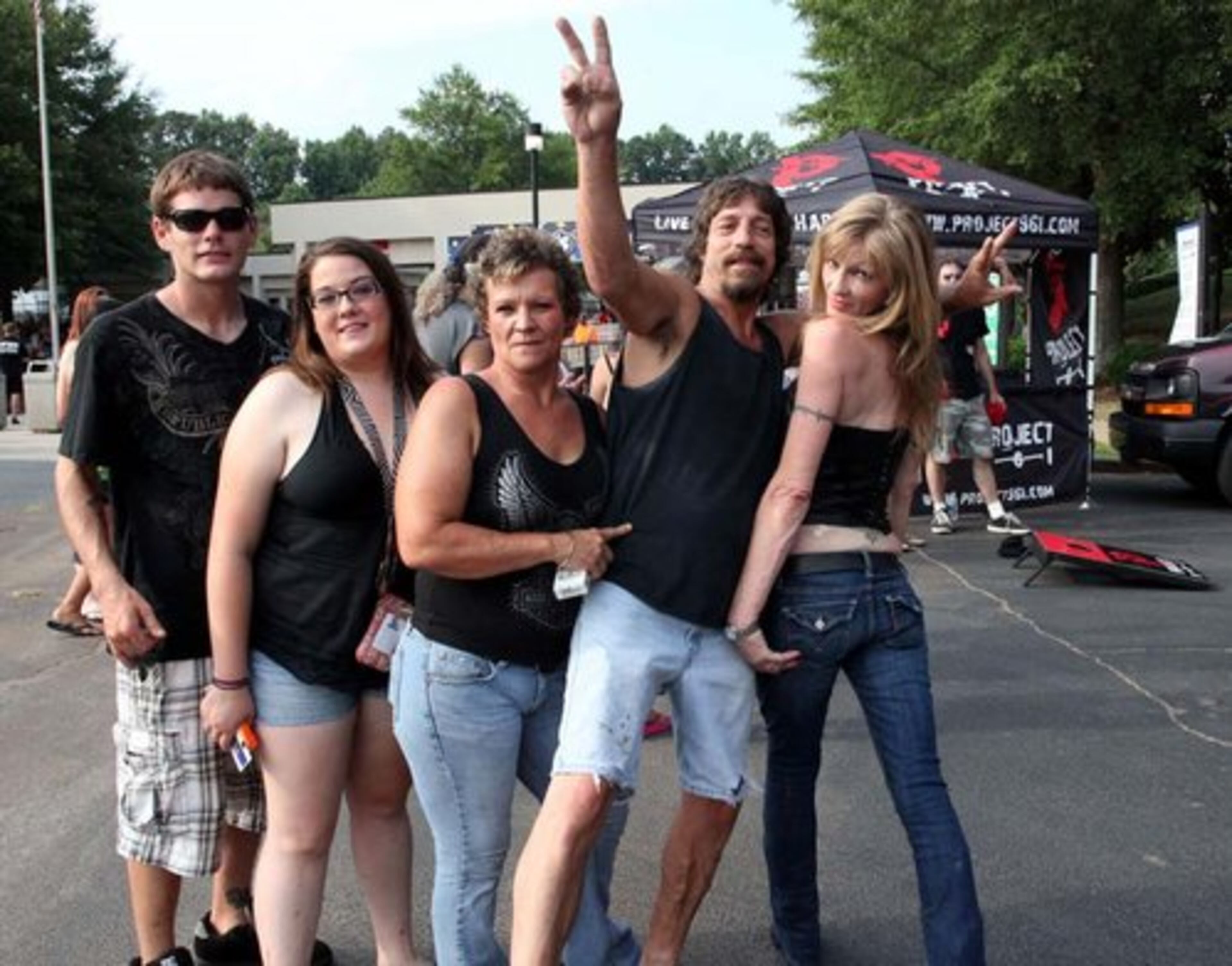 Buford, GA is home to these fans. From left are Justin Everett, Samantha Shugrue, Annette Holman, "Shallow Grave" and "Chick A Licious".