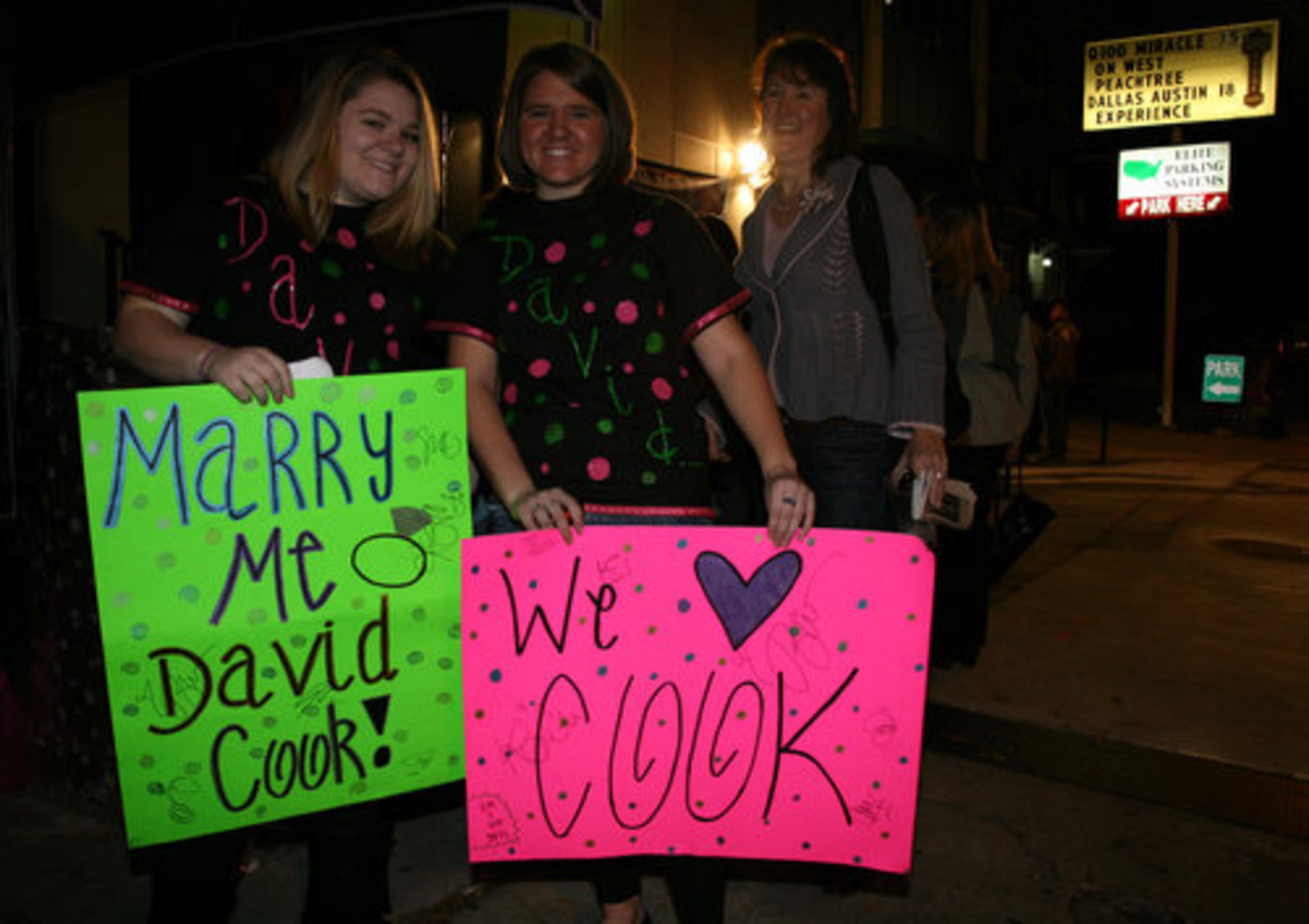Fans lined up around the Center Stage complex Monday night.