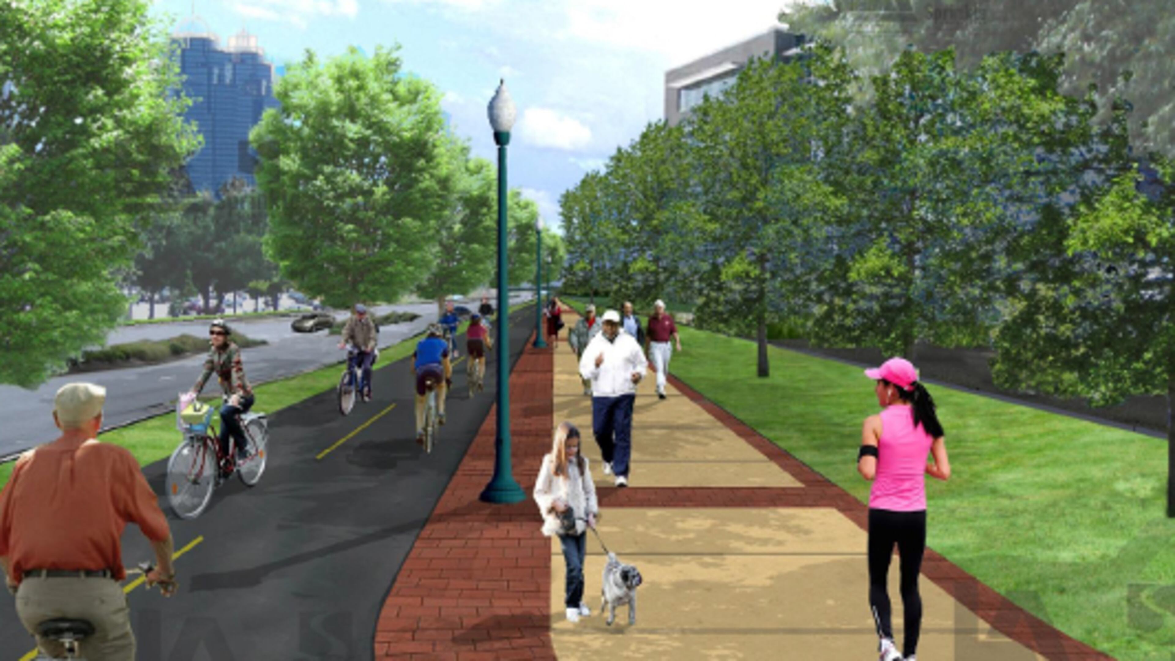 This is a rendering of the trailway project along Ashford Dunwoody Road. COURTESY OF THE CITY OF DUNWOODY