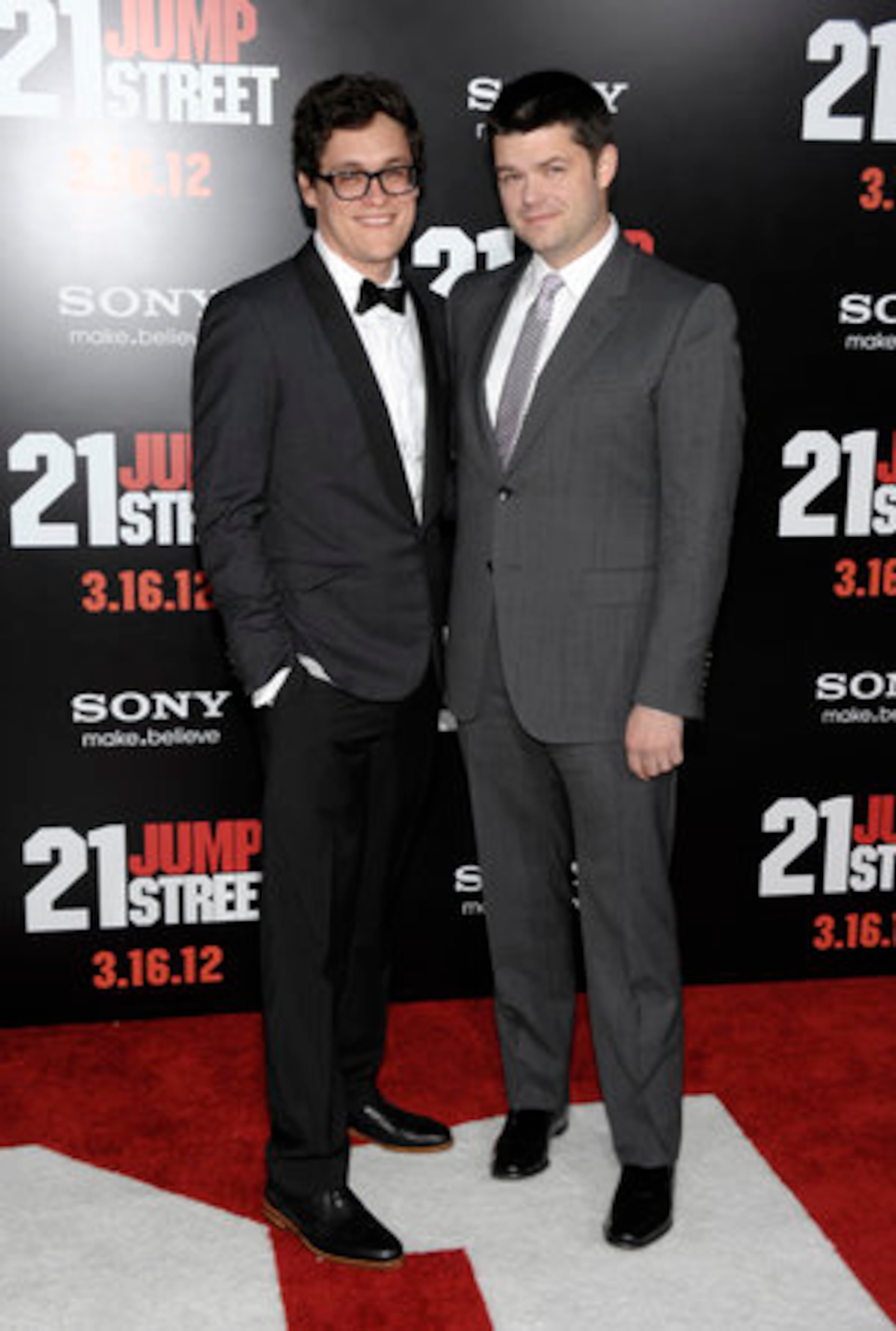 "21 Jump Street" directors Phil Lord (left) and Christopher Miller attend the premiere.