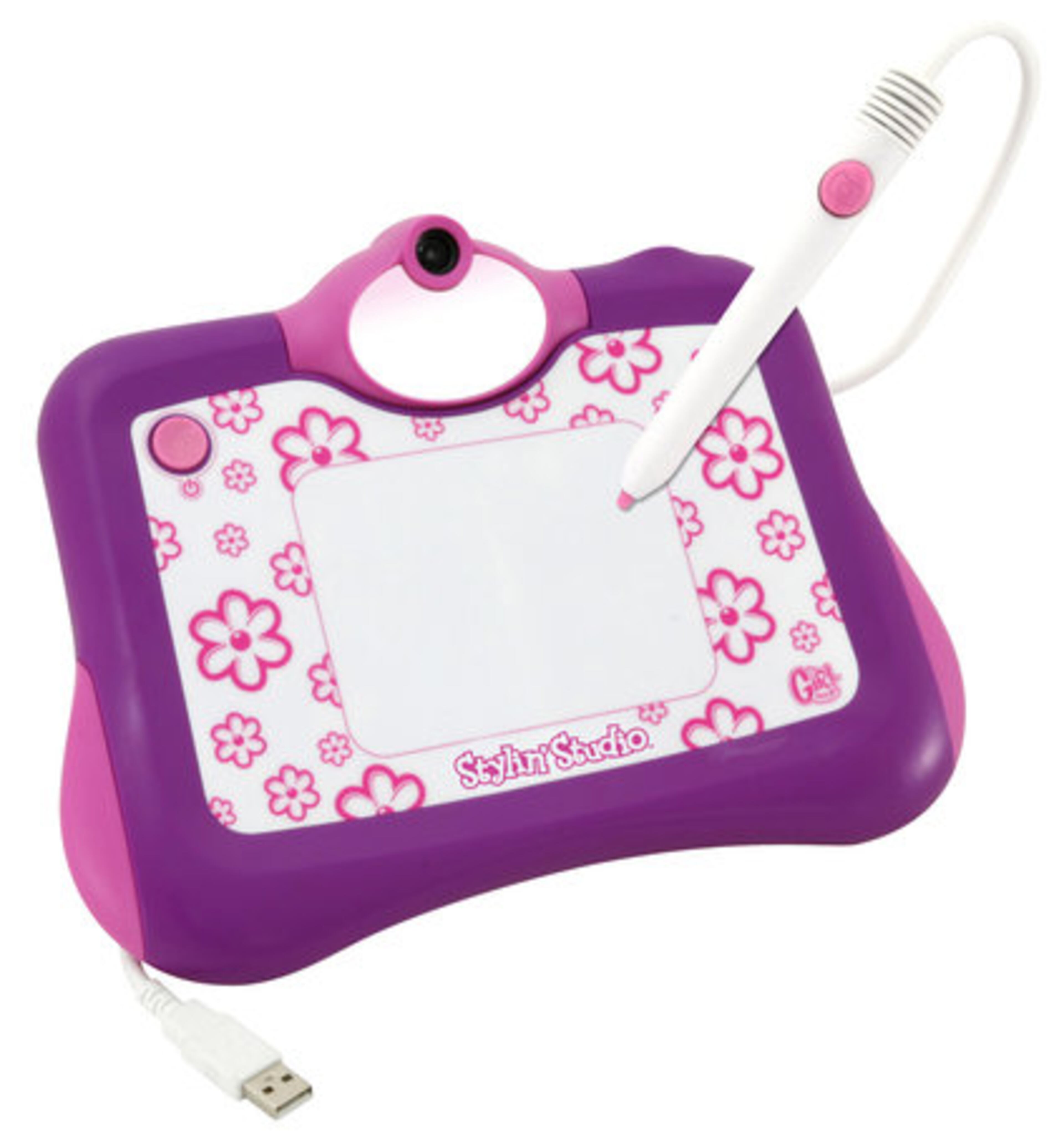 Girl Tech Stylin' Studio: The popular Digi Makeover toy goes to the next level. Girls give themselves digital makeovers with the Stylin' Studio. Players plug the unit into a computer's USB port and start primping. The unit includes a touch pad and stylus so girls can add hair, make up, accessories and clothing effects to their image. Print the picture or e-mail it to a friend. Price: $59.99