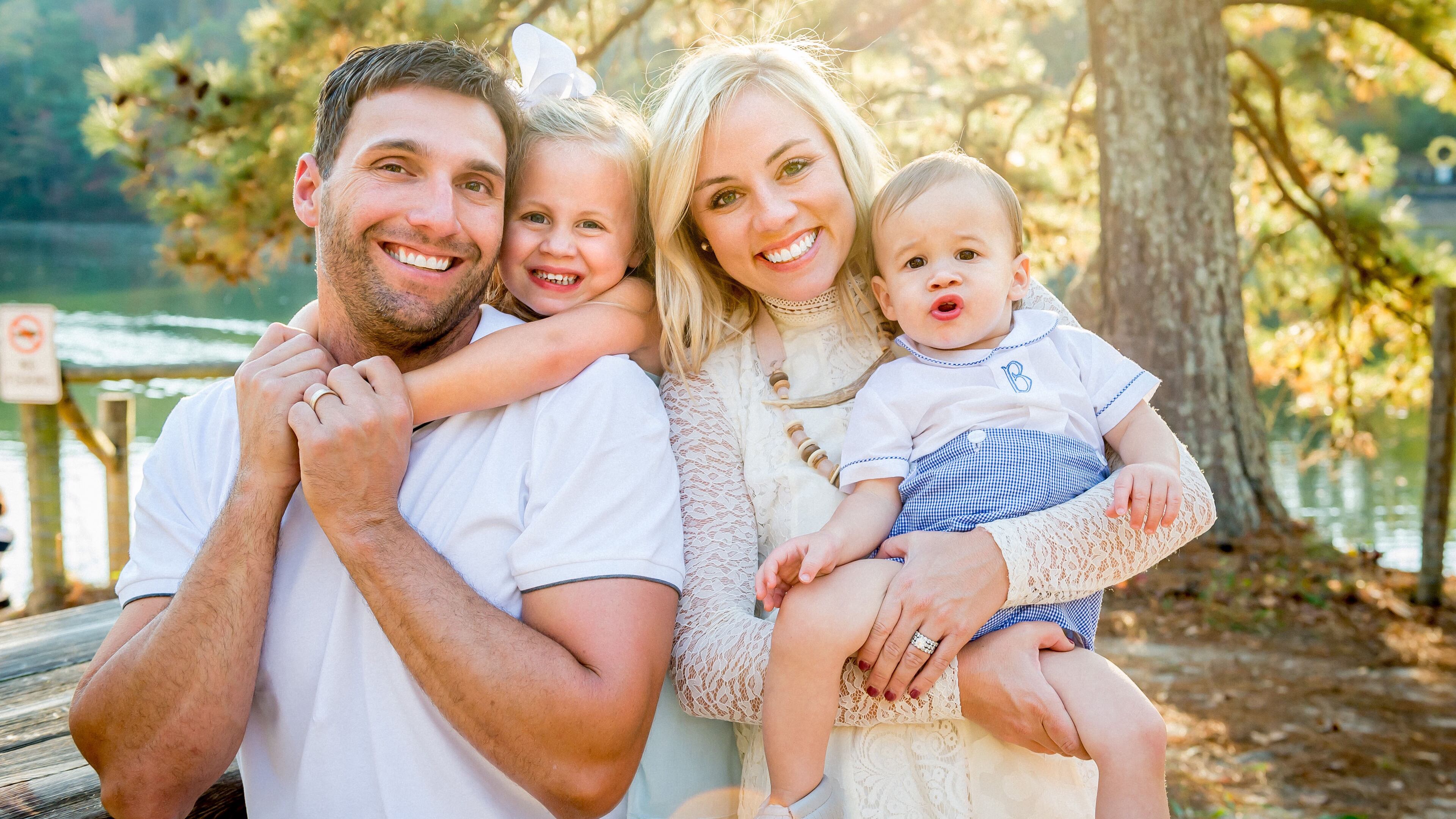 Jeff Francoeur, his wife Catie, daughter, Emma Cate and son, Brayden, following his retirement in 2017.