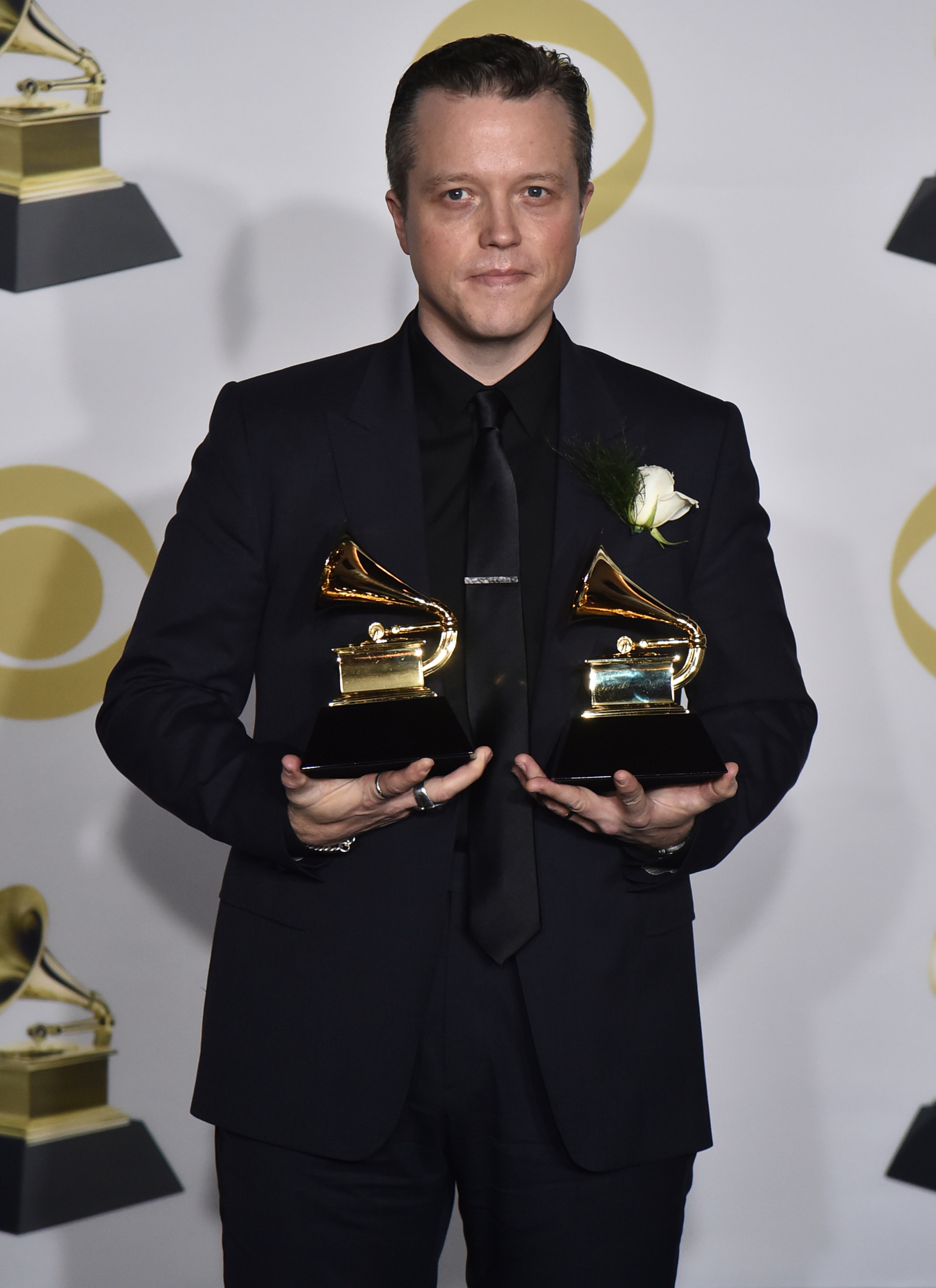 Jason Isbell poses in the press room at the 60th annual Grammy Awards at Madison Square Garden on Sunday, Jan. 28, 2018, in New York. (Photo by Charles Sykes/Invision/AP)