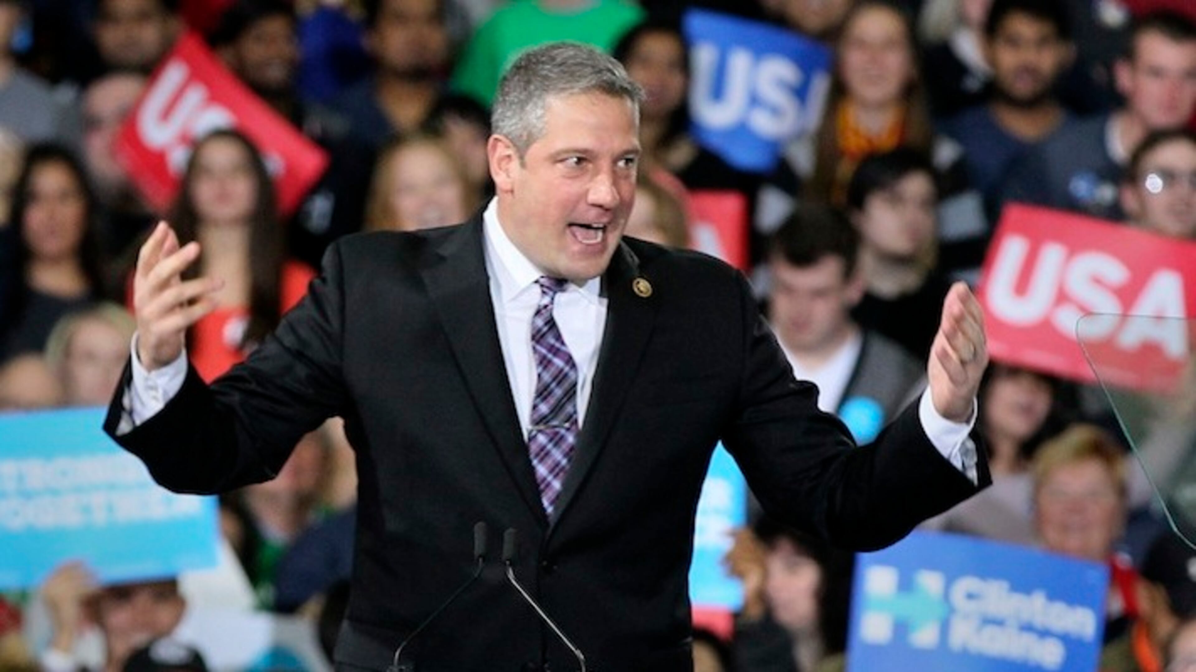 U.S. Rep. Tim Ryan (D-Ohio) speaks at the Kent State University Student Recreation and Wellness Center on October 31, 2016, in Kent, Ohio. (Michael Chritton/Akron Beacon Journal/TNS)