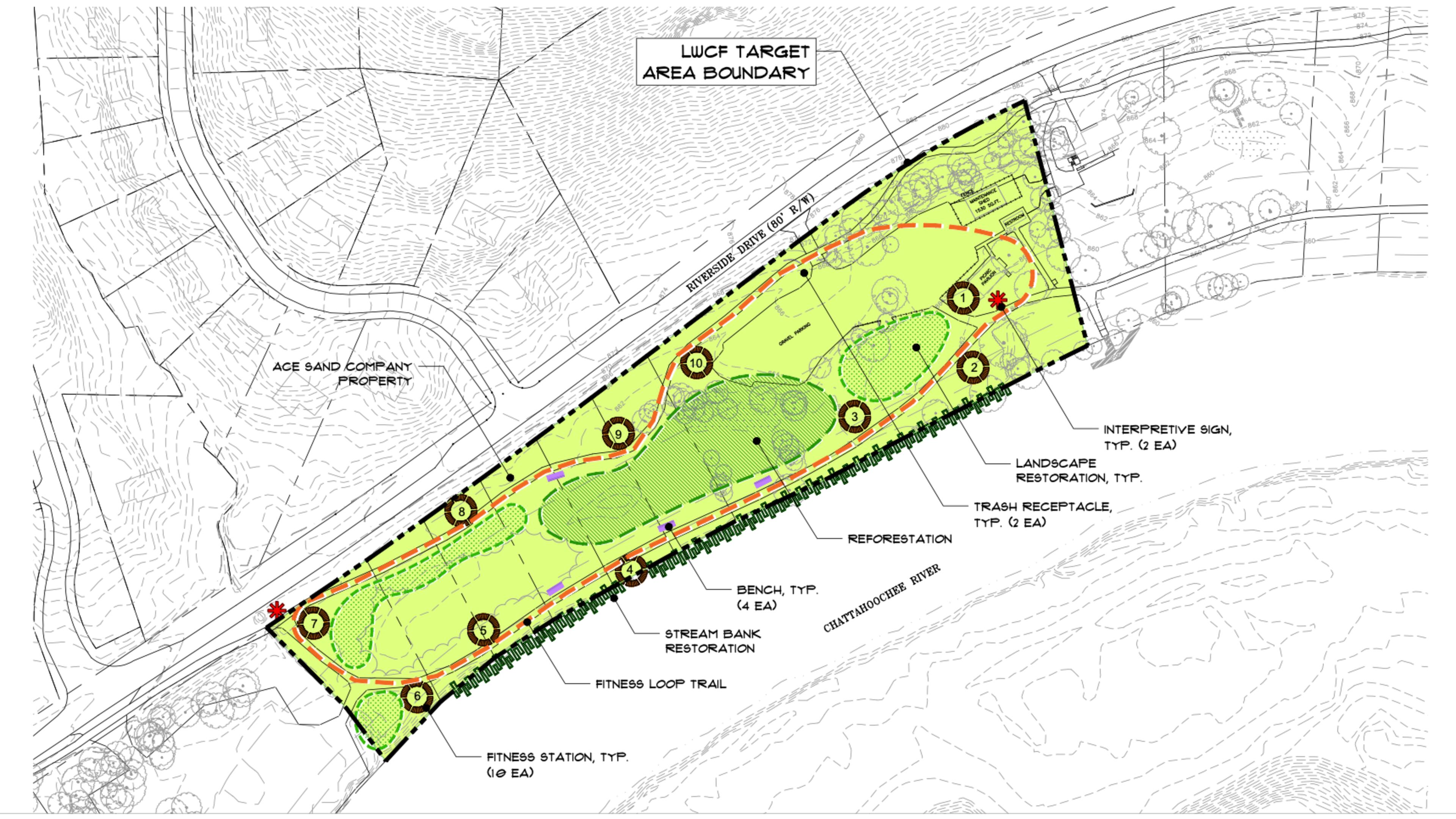 Roswell invites the public to review and provide feedback on the Environmental Assessment for the Park Fitness Loop Trail and Adventure Path project proposed along a tract of the river frontage that was previously occupied by the Ace Sand Company. (Courtesy City of Roswell)