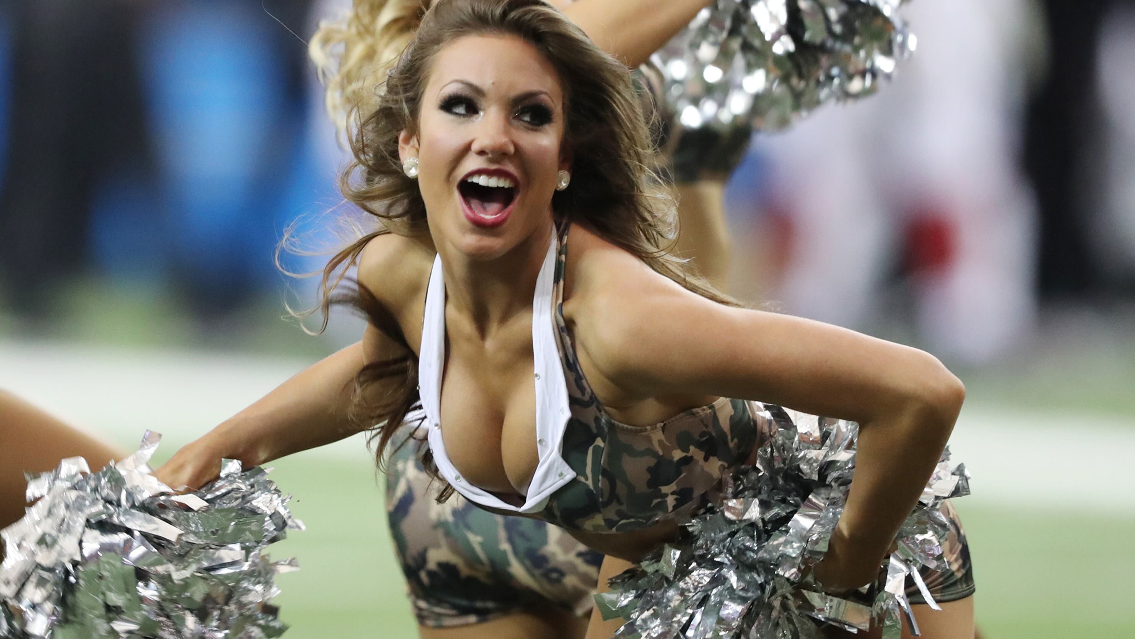 November 27, 2016, Atlanta: The Falcons cheerleaders wear uniforms to show support for the military while they perform in an NFL football game against the Cardinals on Sunday, Nov. 27, 2016, in Atlanta. Curtis Compton/ccompton@ajc.com
November 27, 2016, Atlanta: in an NFL football game on Sunday, Nov. 27, 2016, in Atlanta. Curtis Compton/ccompton@ajc.com