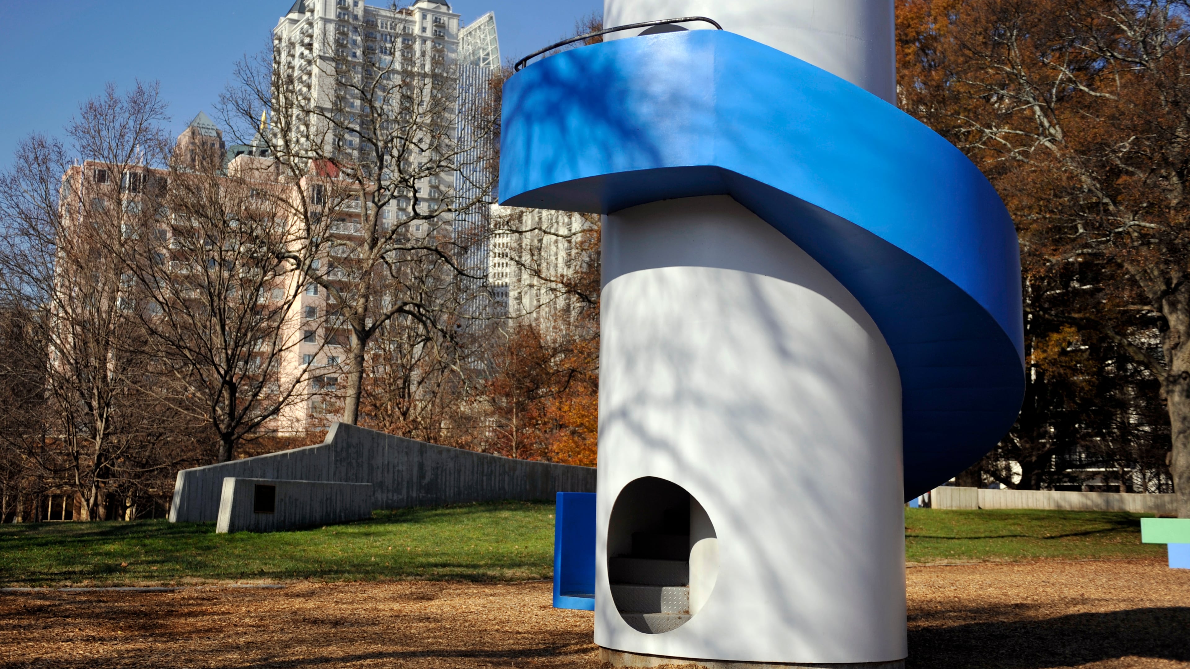 Sculptor Isamu Noguchi designed "Playscapes," a sculptural playground, installing it at Piedmont Park in 1976. Visiting the landmark playground is one of 12 ideas for trying something new in the new year.
