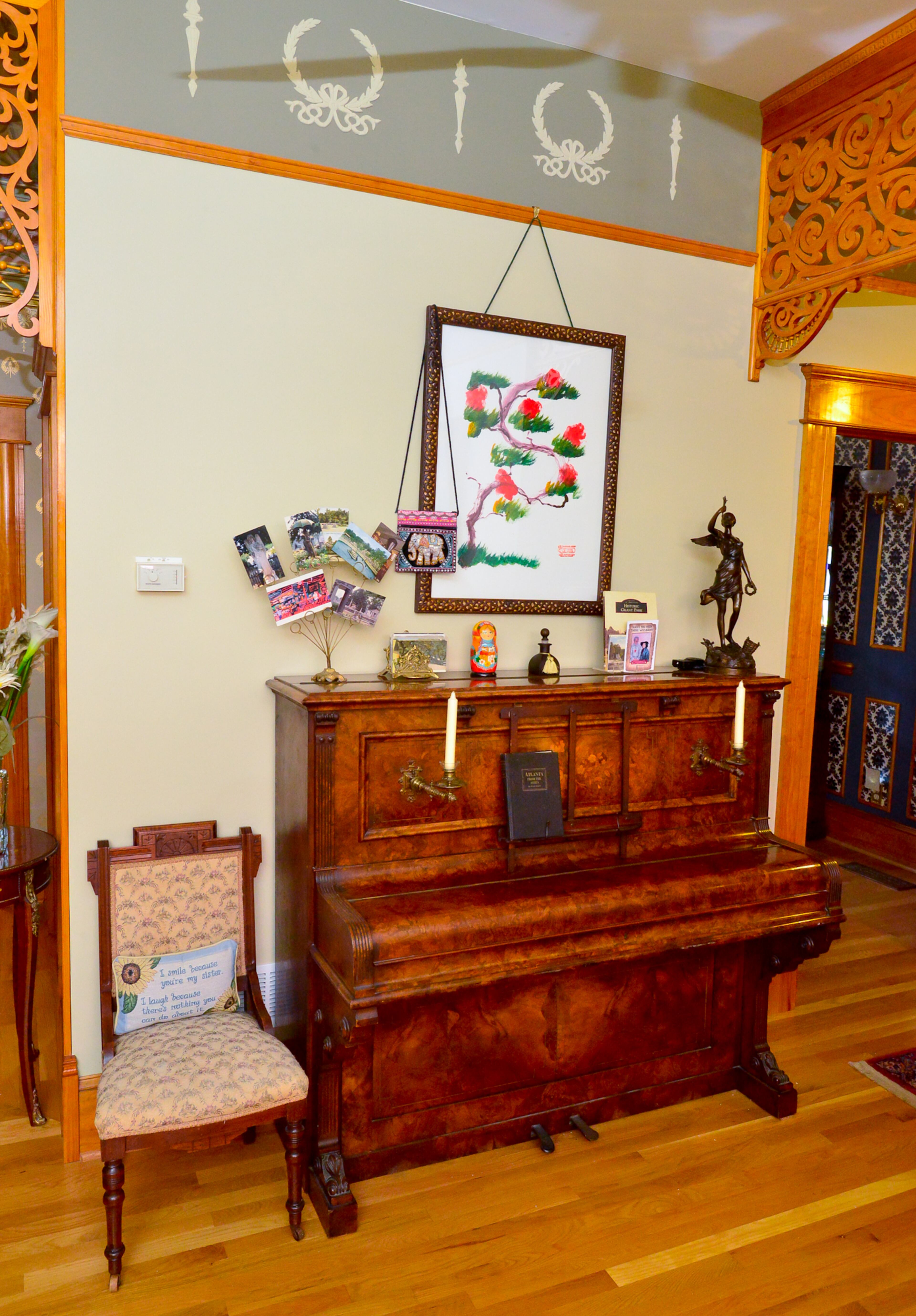 One of the two pianos in the home doesn't work, but homeowners Mike and Carolyn Dufano said they had to have the Eastlake piece dating to the 1880s. They call it the "piano shaped object" in the home.