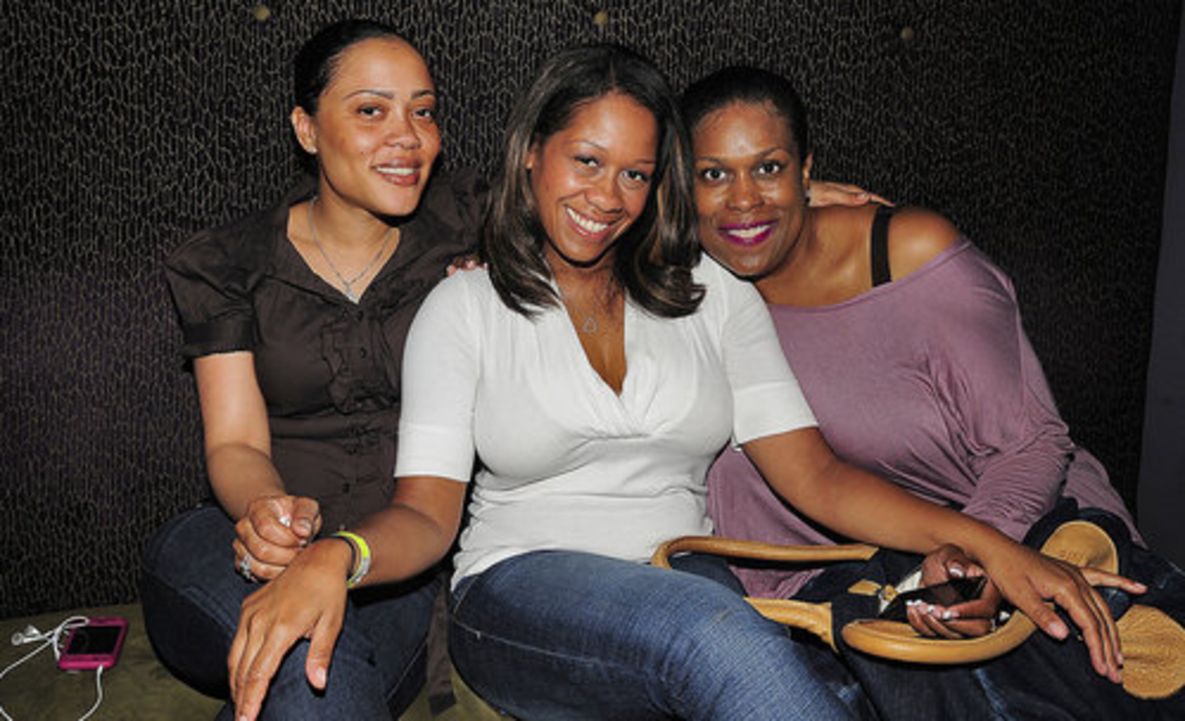 Rahmica Torregano, Crystal Johnson and Sheila McGee relax after the BET Music Matter Tour show at Center Stage.