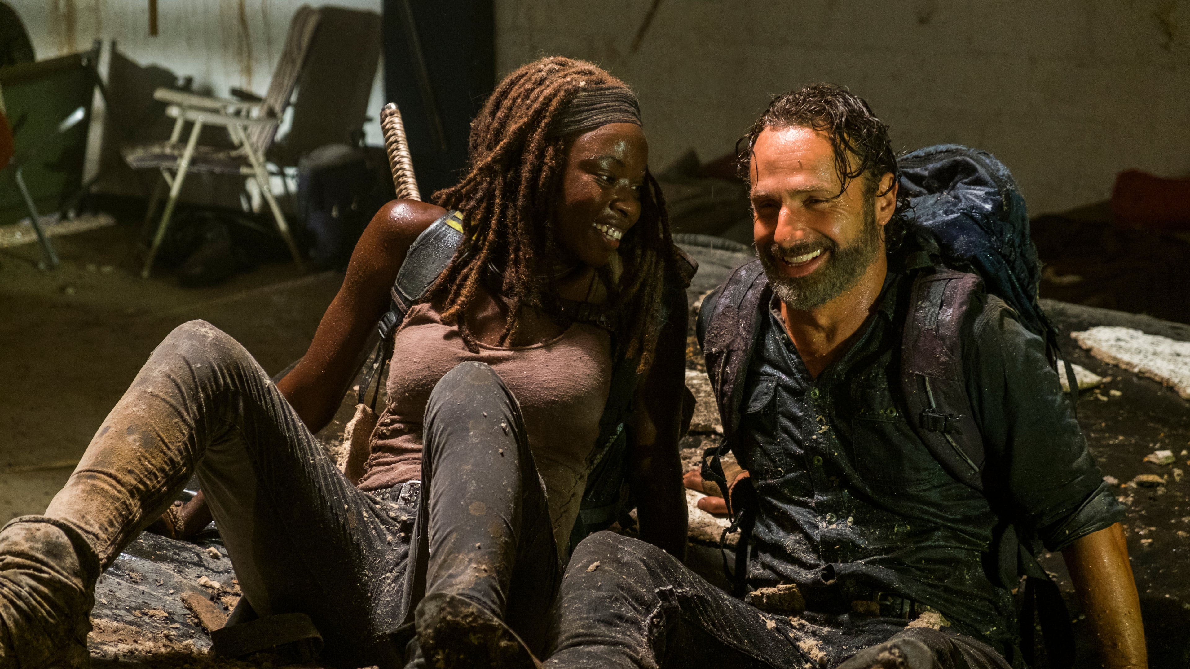 Andrew Lincoln as Rick Grimes, Danai Gurira as Michonne - The Walking Dead _ Season 7, Episode 12 - Photo Credit: Gene Page/AMC