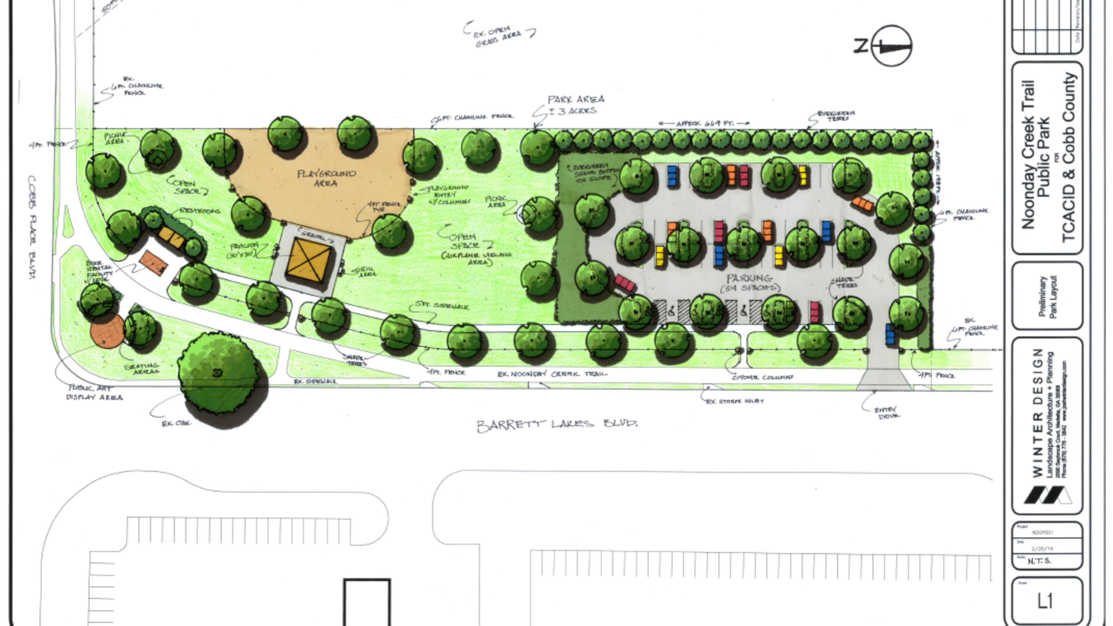 A map of the aviation-themed park Cobb County recently approved just west of Town Center CID in Kennesaw.