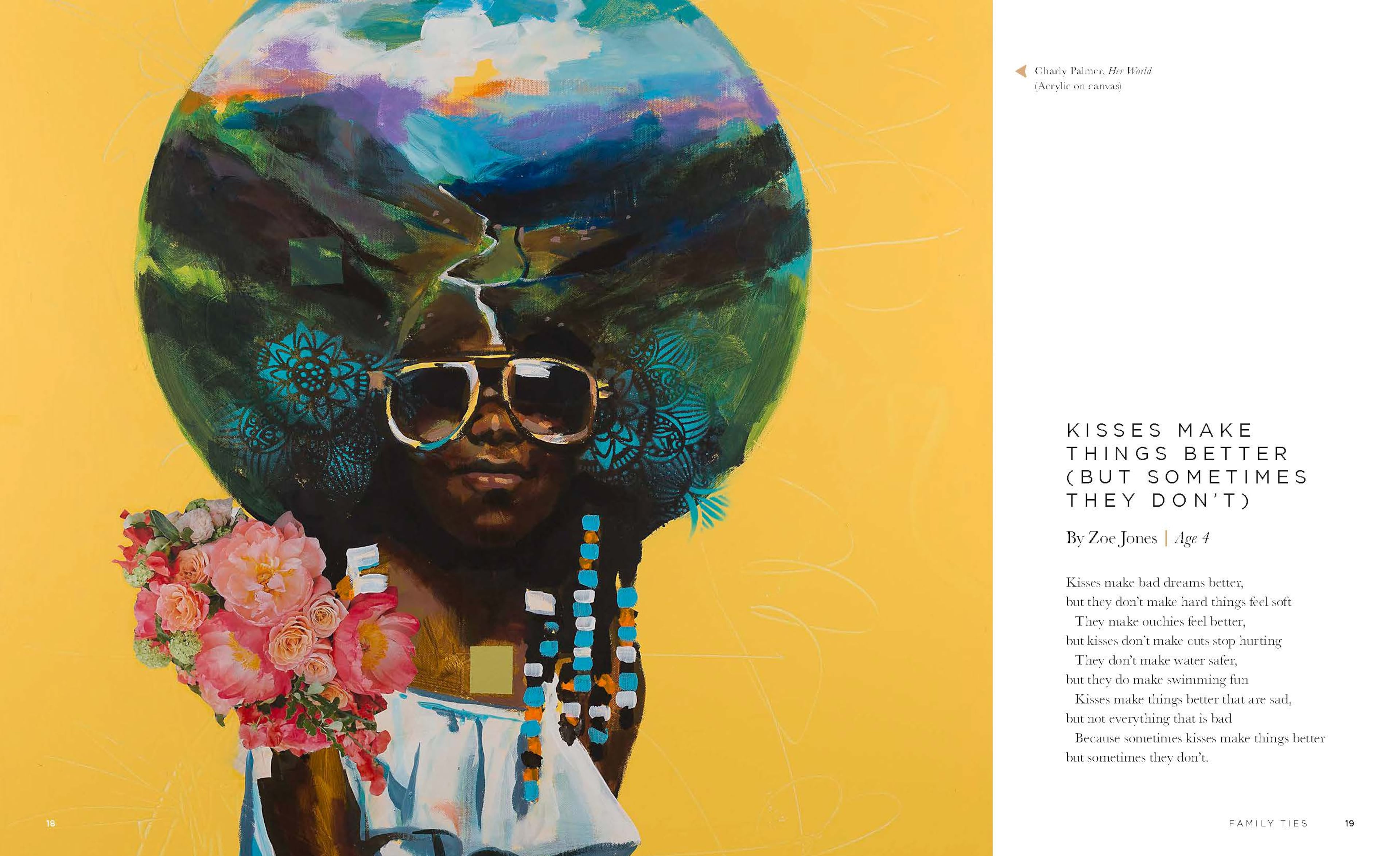 This page of the "The New Brownies' Book" includes Charly Palmer's painting "Her World" and a poem by Zoe Jones. Photo: Courtesy of Chronicle Books