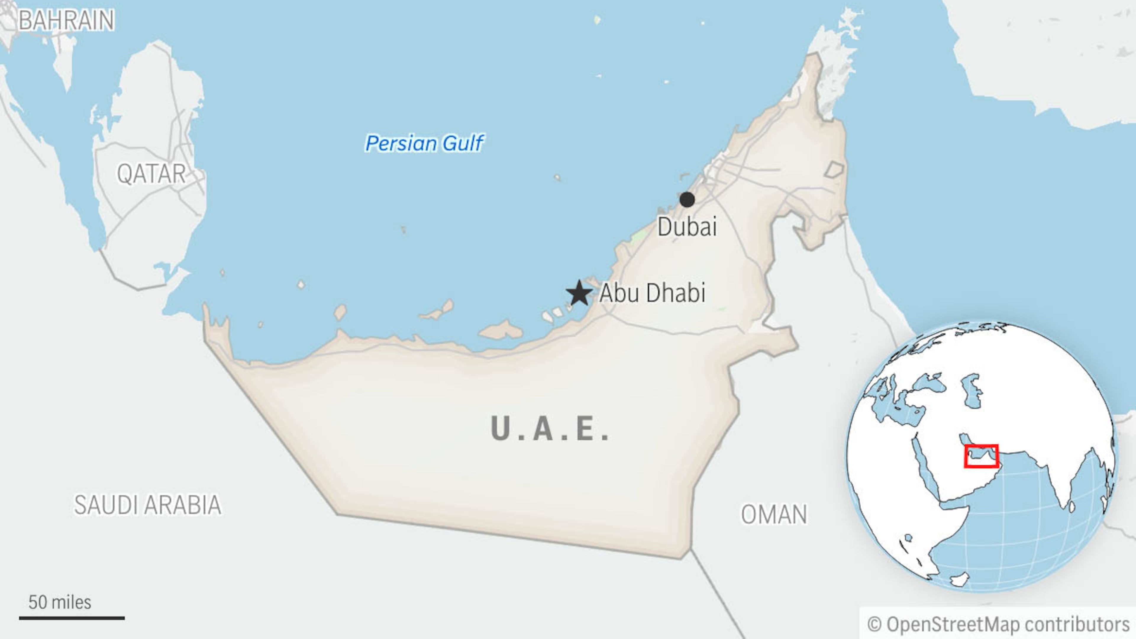 This is a locator map for United Arab Emirates with its capital, Abu Dhabi. (AP Photo)
