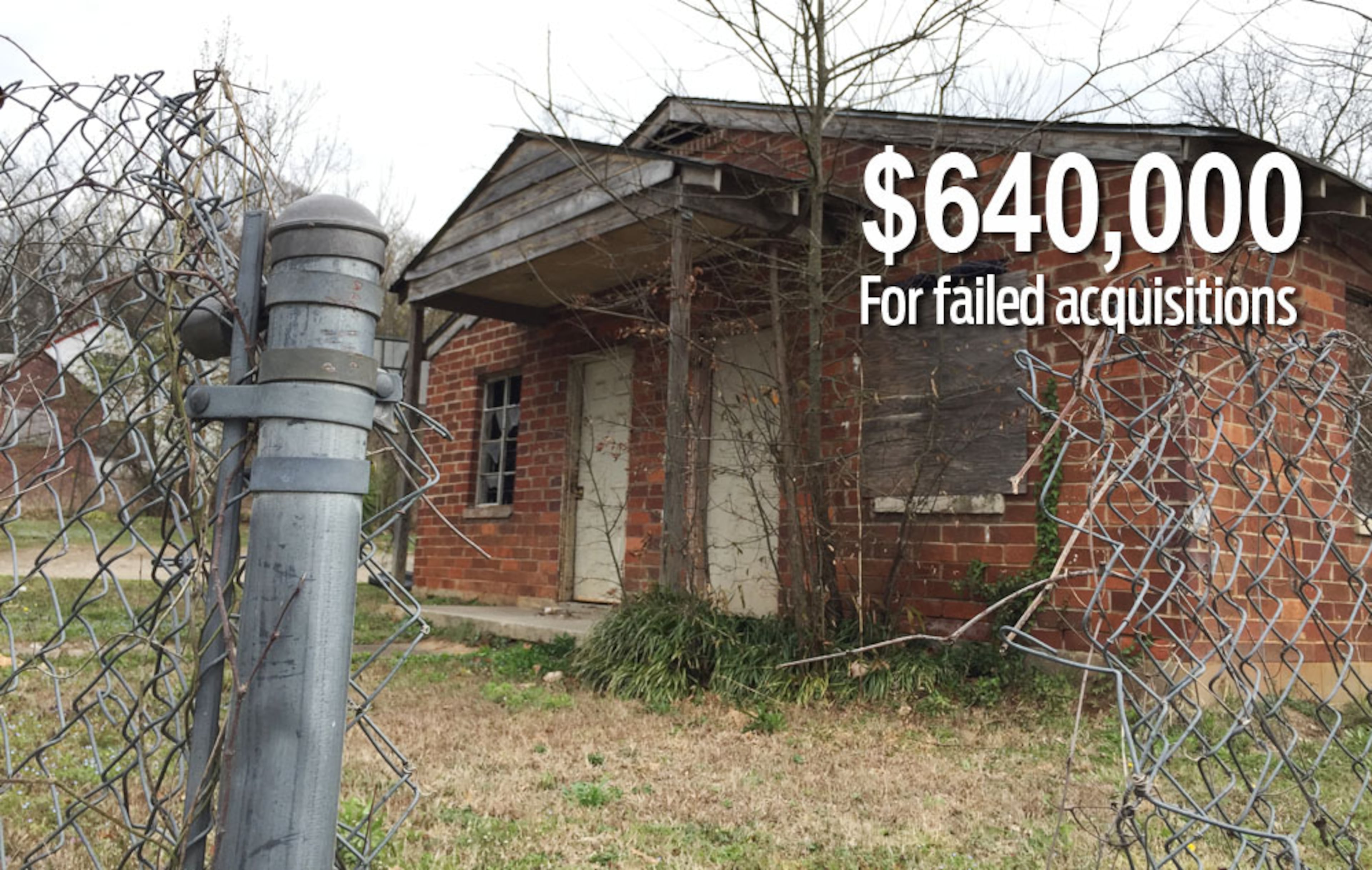 The city allocated about $640,000 to Lindsay Street Baptist’s English Avenue CDC to build or rehab a minimum of 35 homes in three years. The project went bust when the nonprofit failed to acquire this and other properties it needed. WILLOUGHBY MARIANO / WMARIANO@AJC.COM