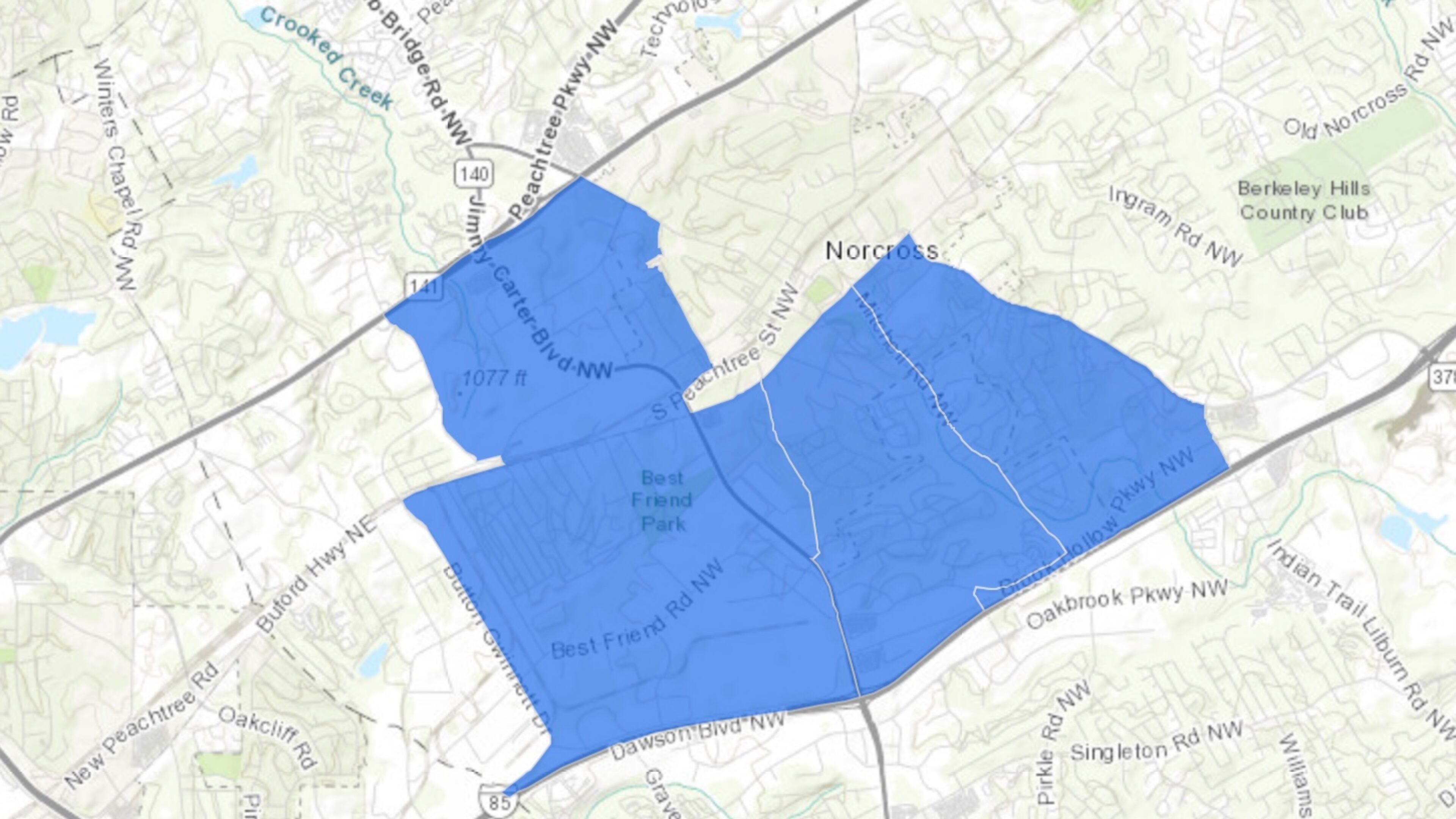 The U.S. Department of the Treasury and the Internal Revenue Service have approved a southern portion of Peachtree Corners and Norcross as a Qualified Opportunity Zone. Courtesy Office of the Governor
