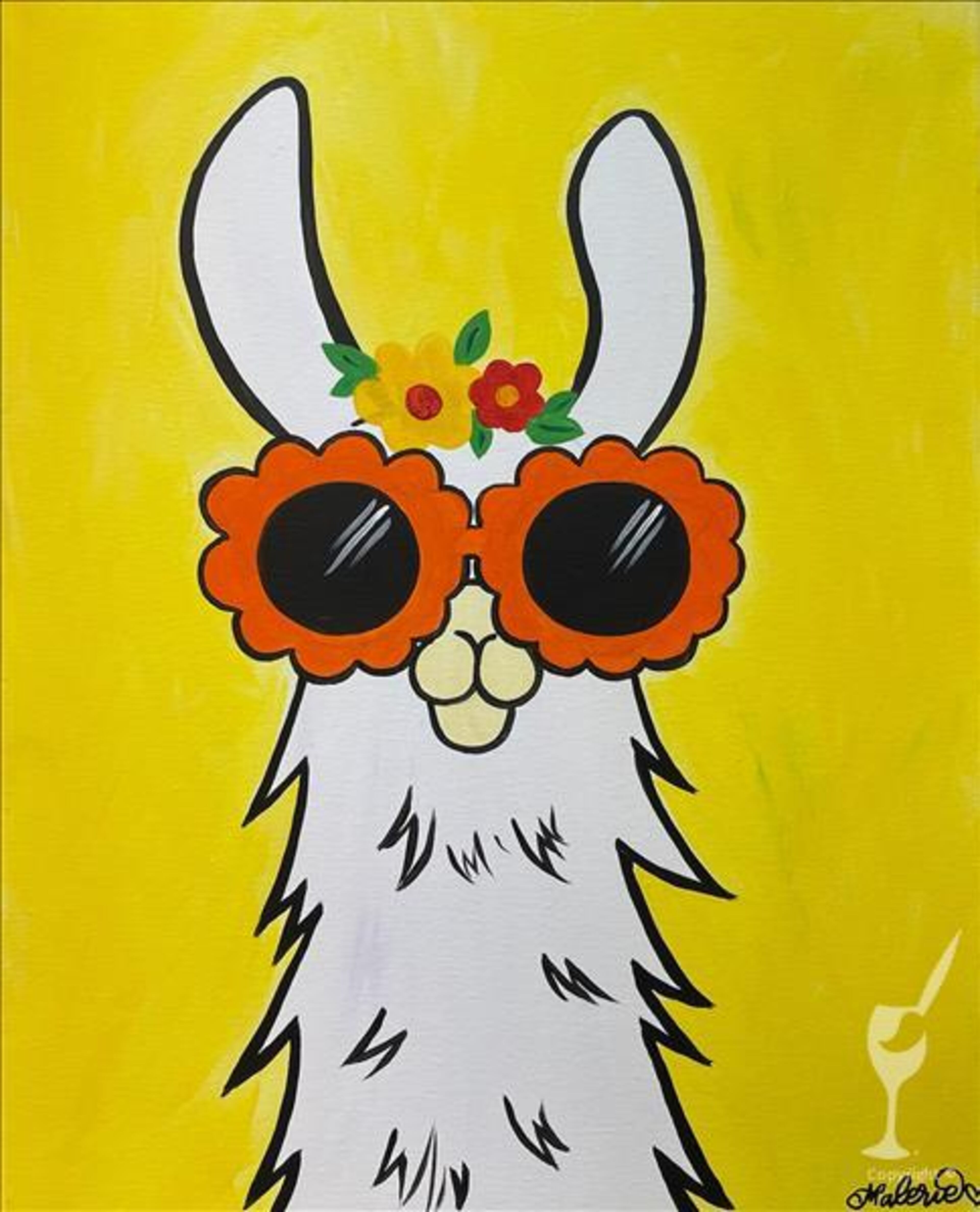 Paint a summery llama with your family at Alpharetta’s Painting With a Twist. (Courtesy of Painting With a Twist)