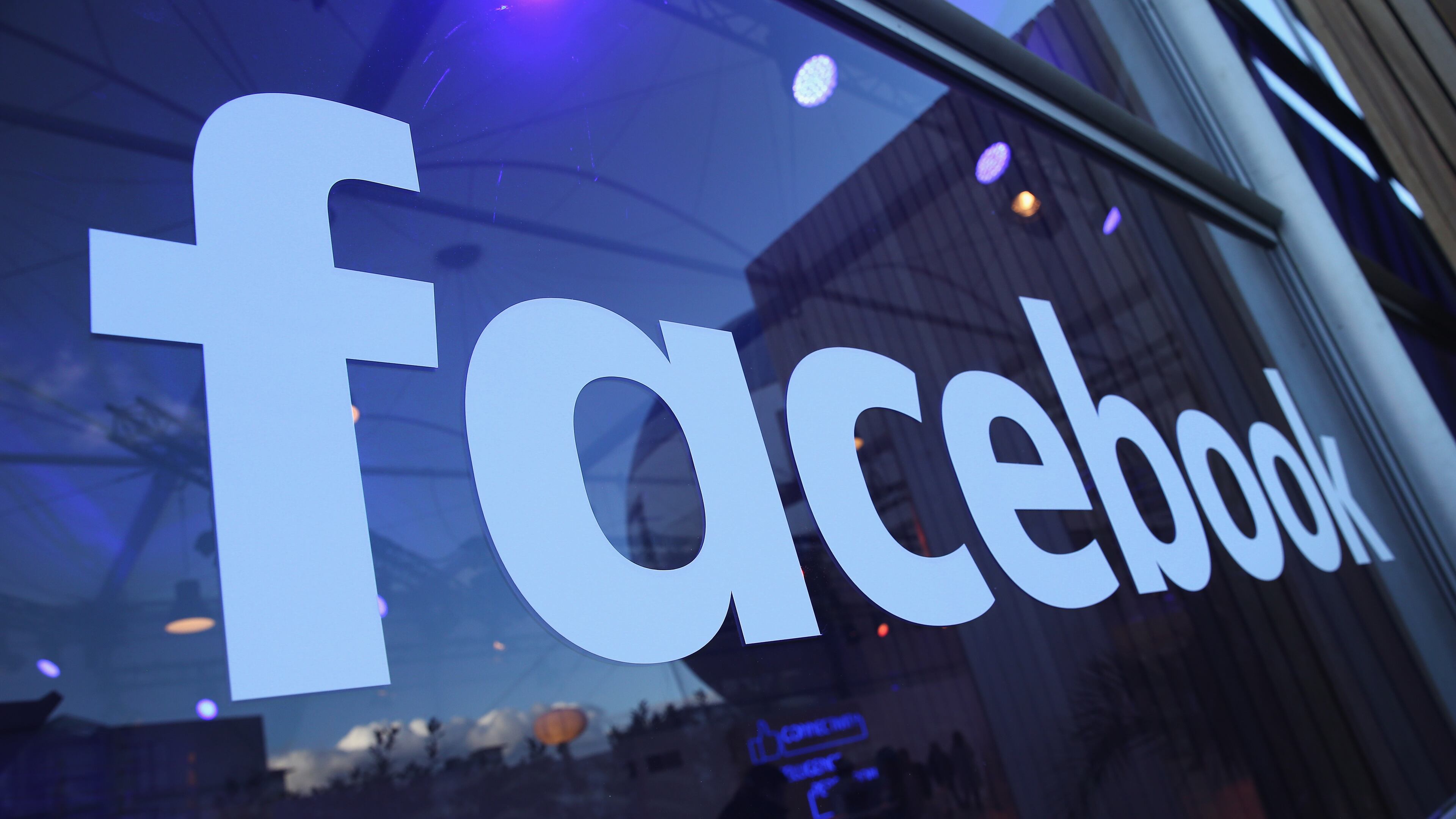 BERLIN, GERMANY - FEBRUARY 24: The Facebook logo is displayed at the Facebook Innovation Hub on February 24, 2016 in Berlin, Germany. The Facebook Innovation Hub is a temporary exhibition space where the company is showcasing some of its newest technologies and projects. (Photo by Sean Gallup/Getty Images)