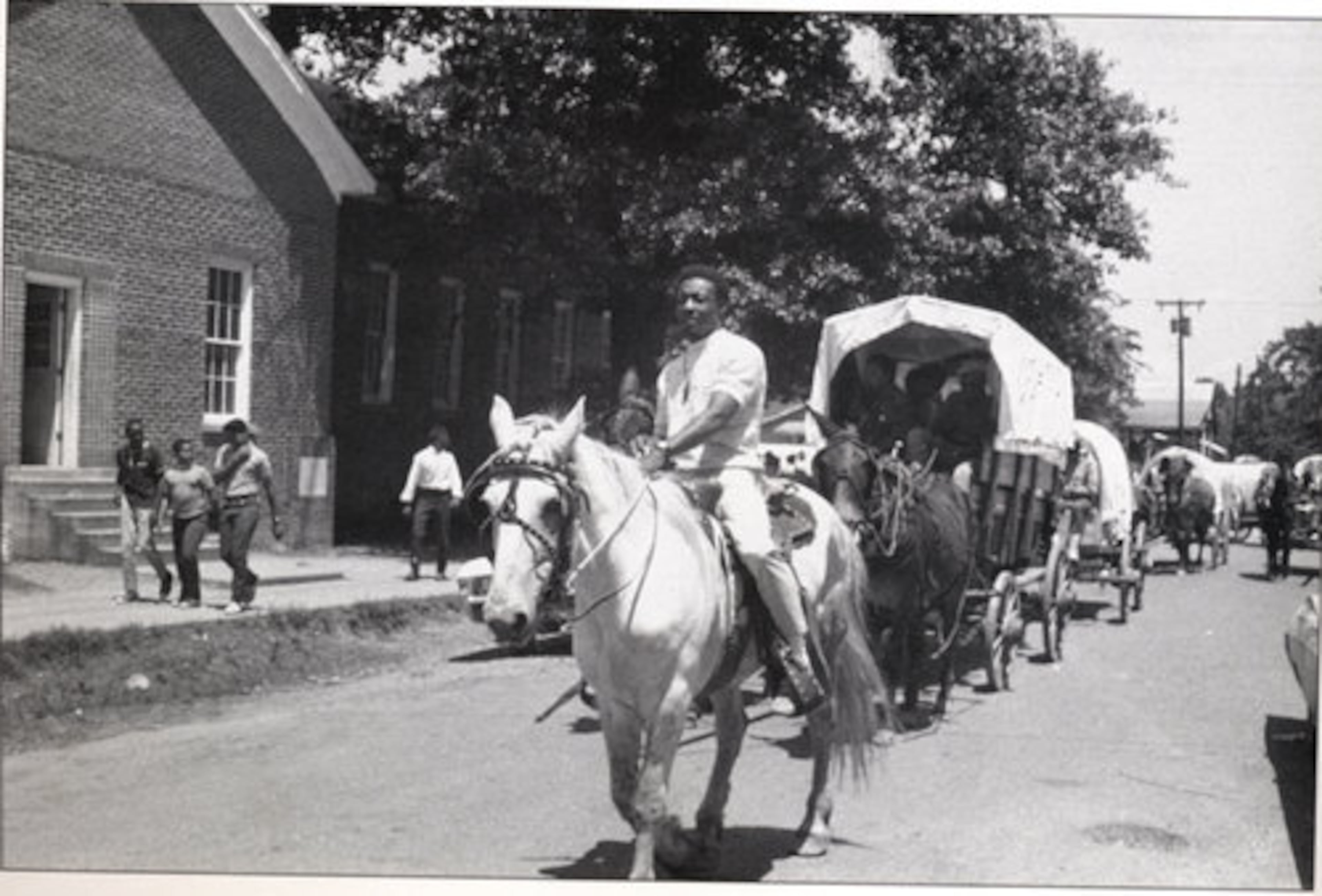 Rev. William Bolden leading the Mule Train into Tuscaloosa, Ala., May 28, 1968. Photo Courtesy of Rev. William Bolden.