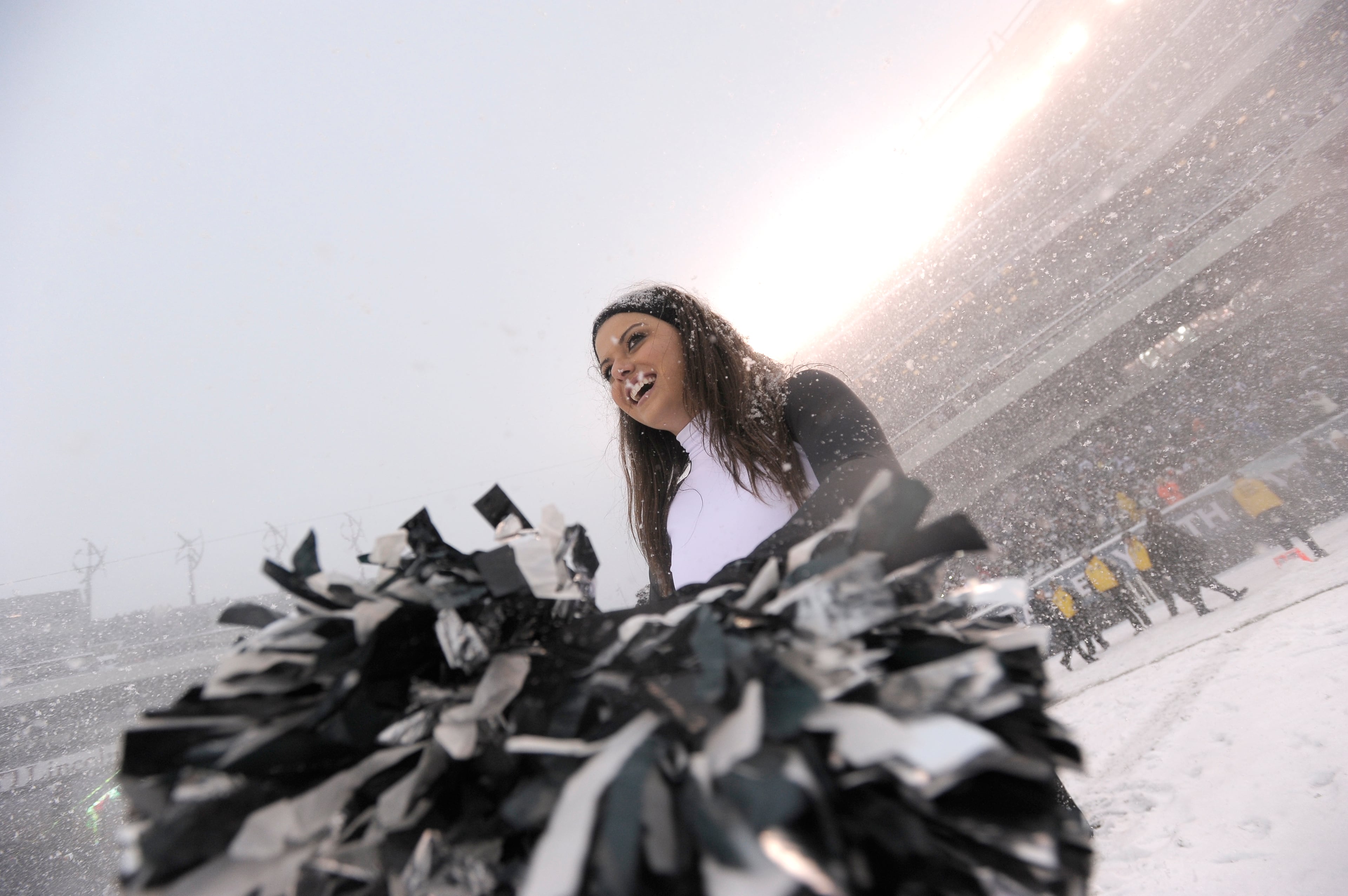 A Philadelphia Eagles cheerleader performs during the first half of an NFL football game on Dec. 8, 2013, in Philadelphia.