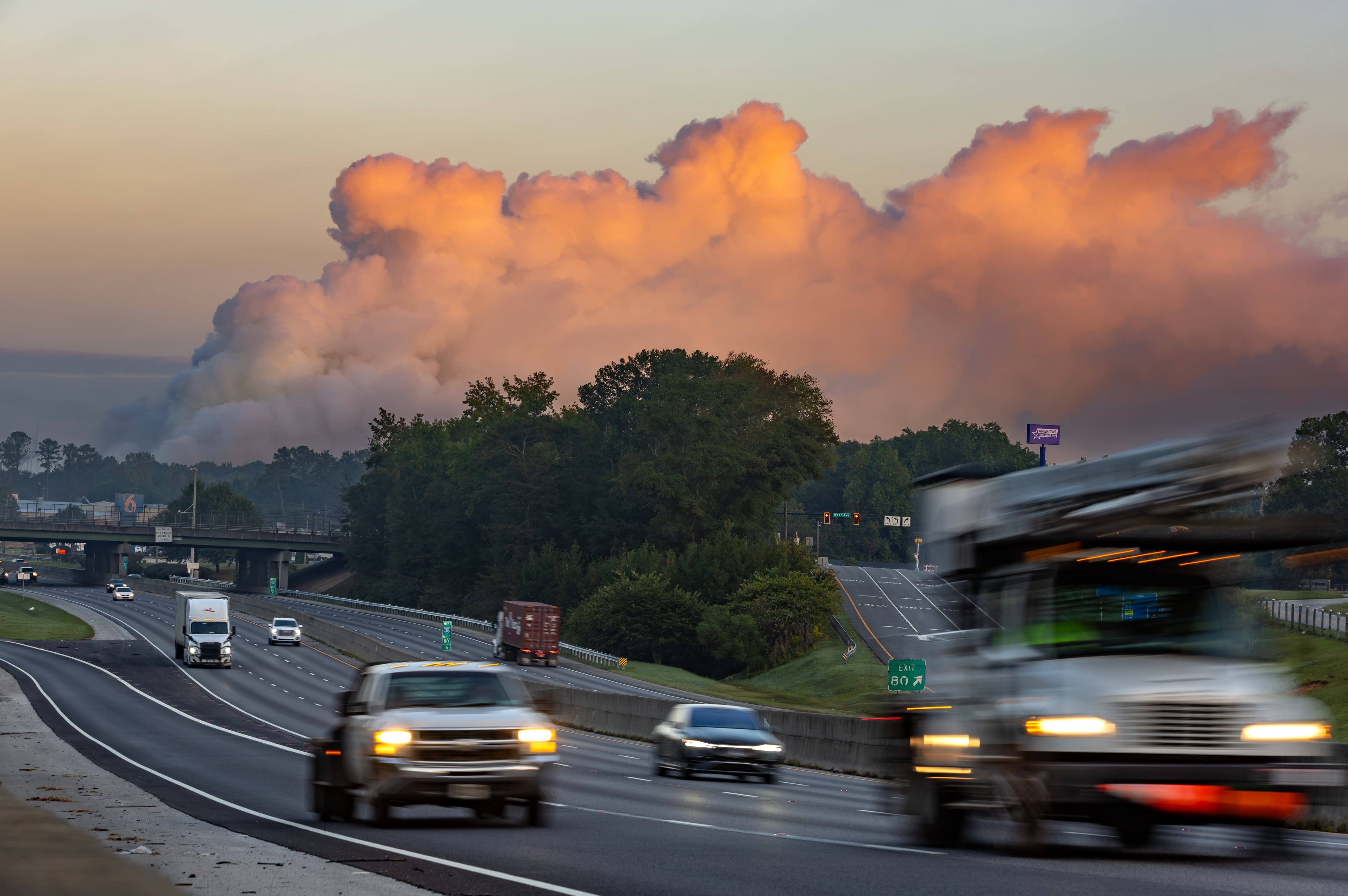 The September 2024 fire at BioLab in Conyers spurred evacuations of thousands, weekslong overnight shelter-in-place orders, road closures, including parts of I-20 and led many to seek medical attention. (John Spink/AJC 2024)