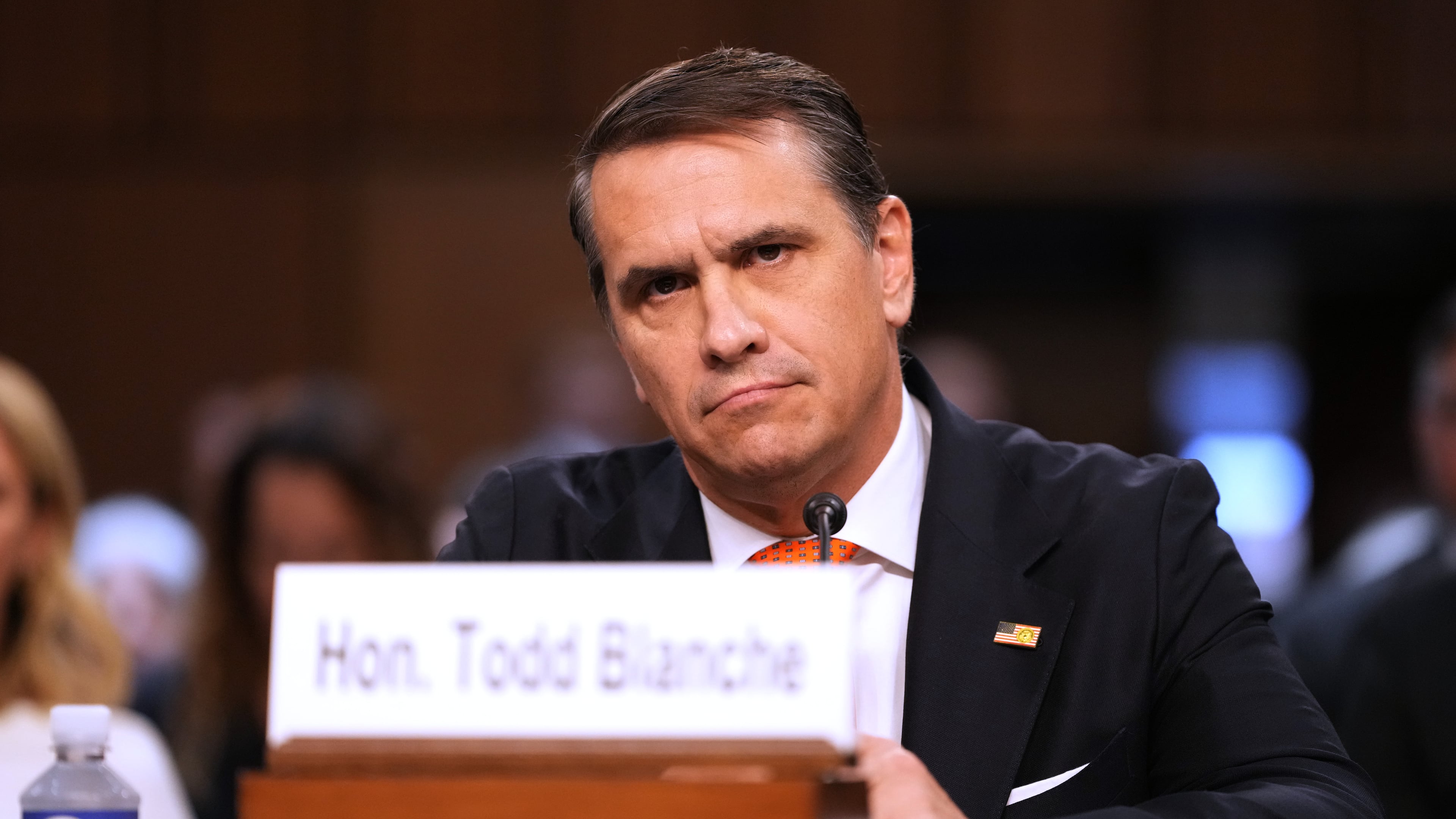 Acting Attorney General Todd Blanche appears before the Senate Judiciary Committee on Capitol Hill in Washington, Wednesday, July 15, 2026. (AP Photo/Mark Schiefelbein)