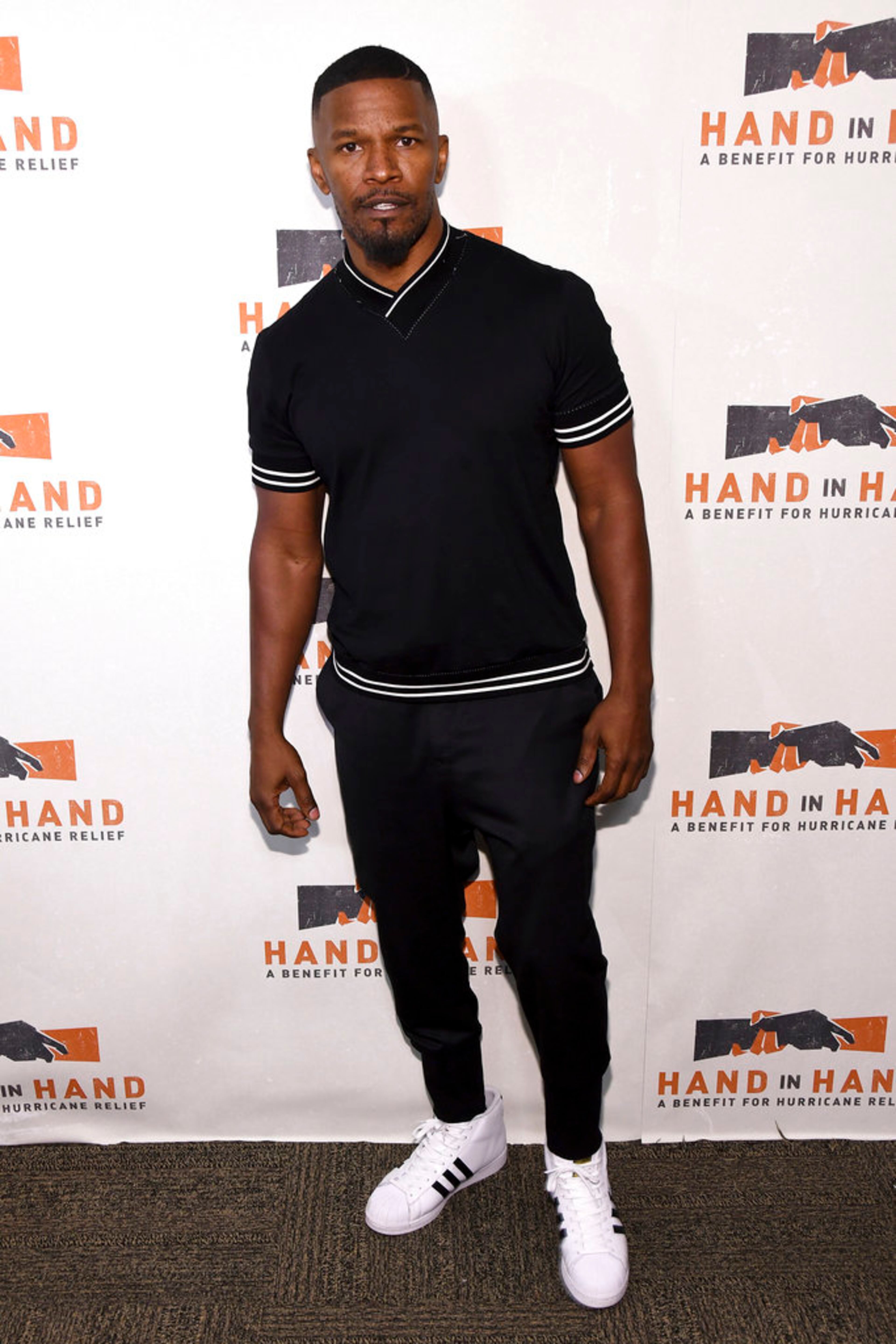 Jamie Foxx attends Hand in Hand: A Benefit for Hurricane Harvey Relief at ABC Studios on Tuesday Sept. 12, 2017 in New York. (Photo by Charles Sykes/Invision/AP)