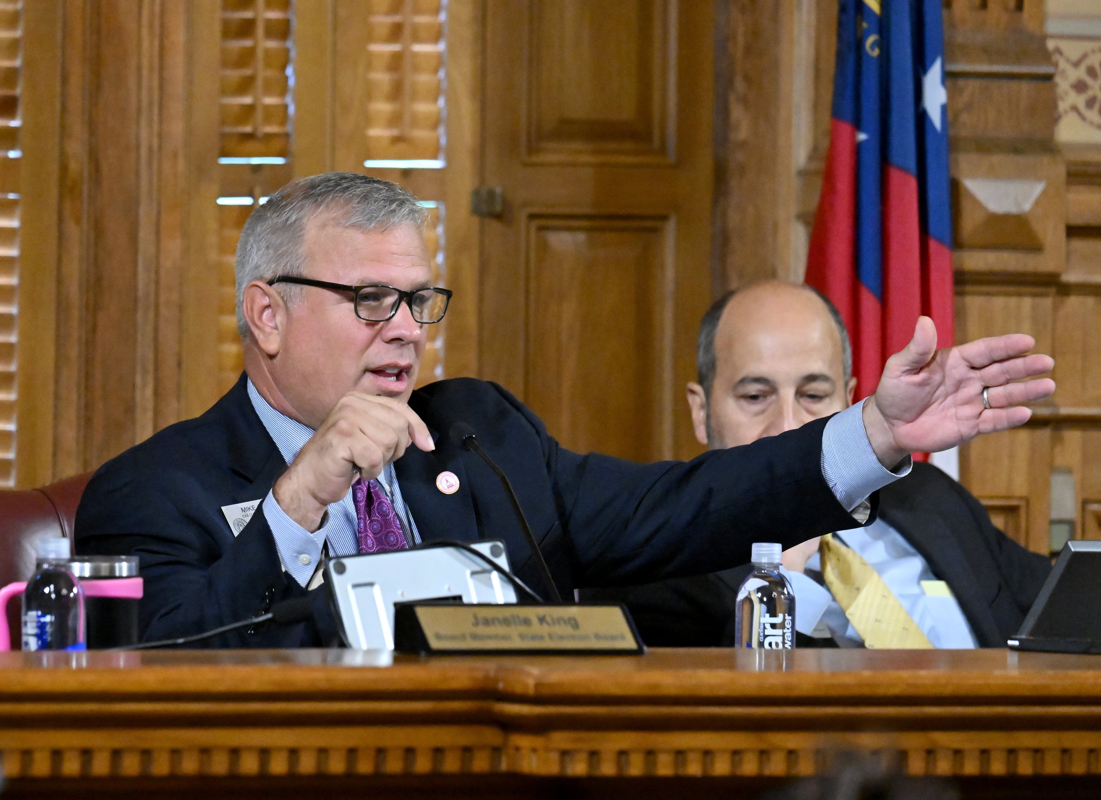 Executive Director Mike Coan speaks during the State Election Board’s final scheduled meeting of 2024 at Georgia Capitol, Tuesday, October 8, 2024, in Atlanta.