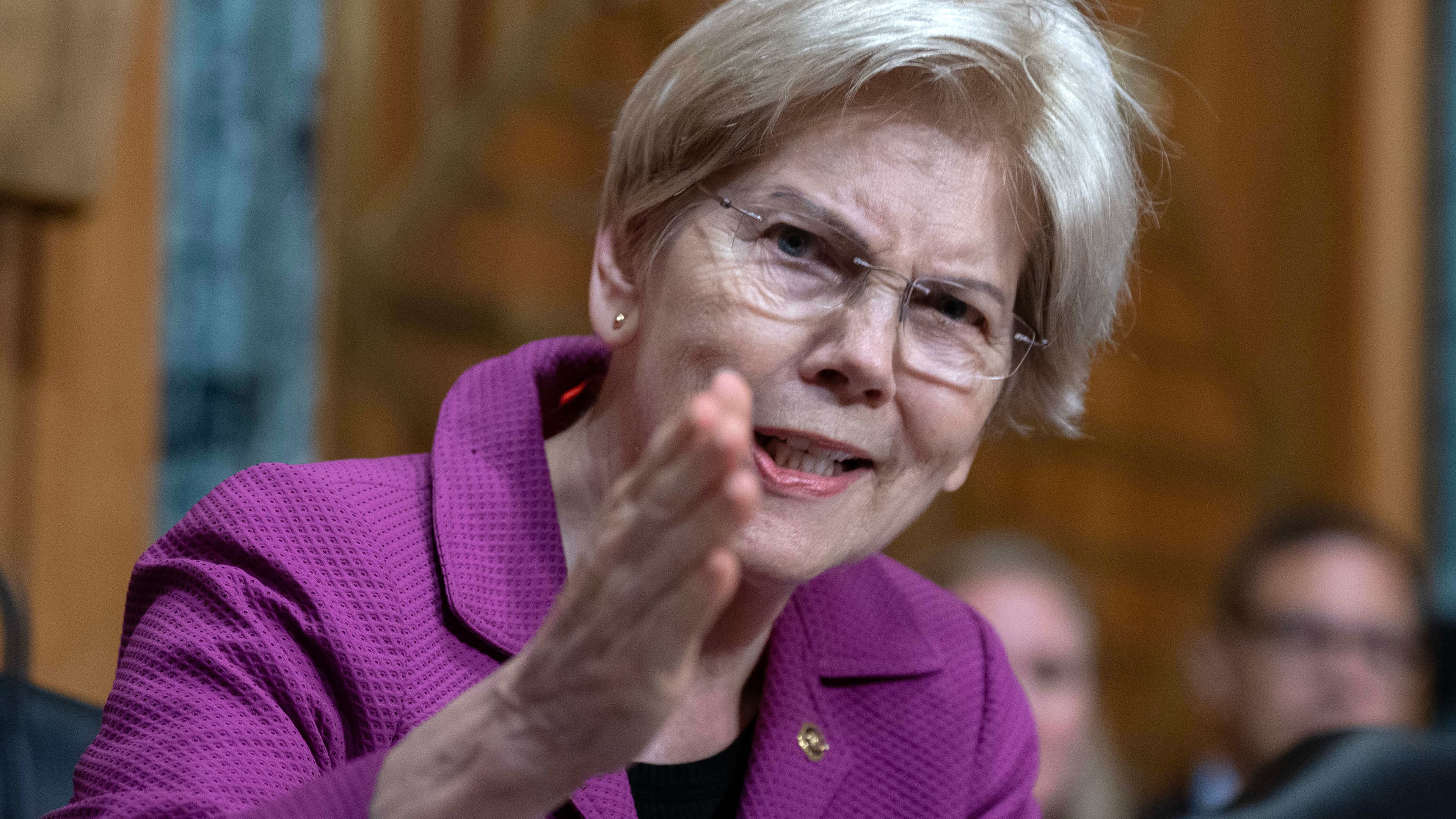 Sen. Elizabeth Warren, D-Mass., questions Health and Human Services Secretary Robert F. Kennedy Jr. as he testifies before a Senate Committee on Finance hearing on Capitol Hill, Wednesday, April 22, 2026, in Washington. (AP Photo/Jose Luis Magana)