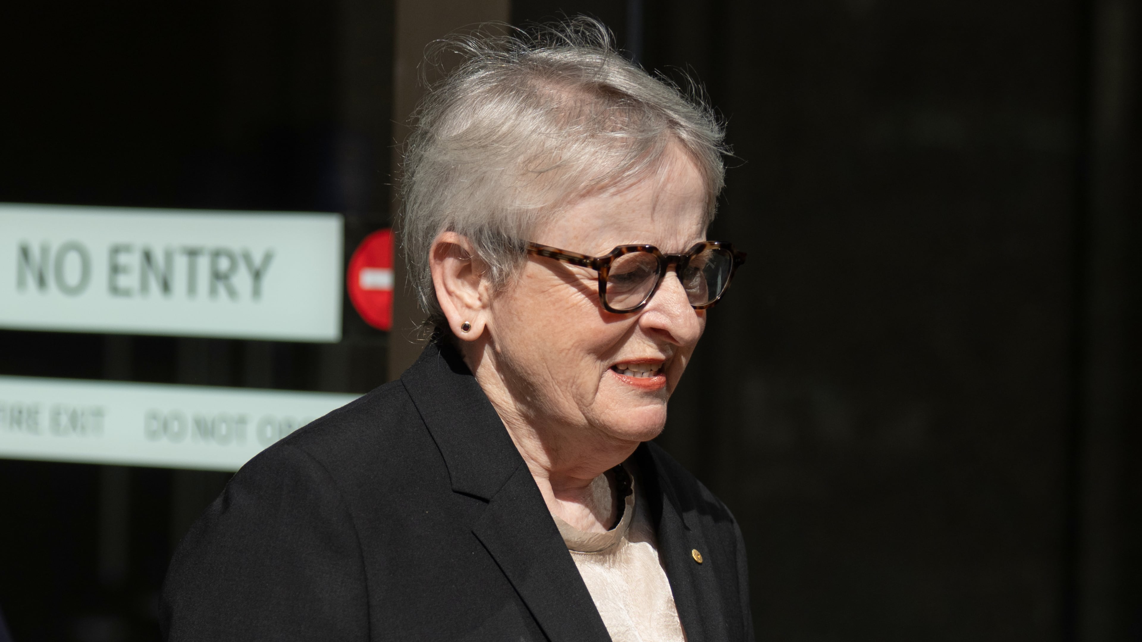 Commissioner Virginia Bell arrives at the Royal Commission on Antisemitism and Social Cohesion in Sydney, Tuesday, Feb. 24, 2026. (Sarah Wilson/AAP Image via AP)