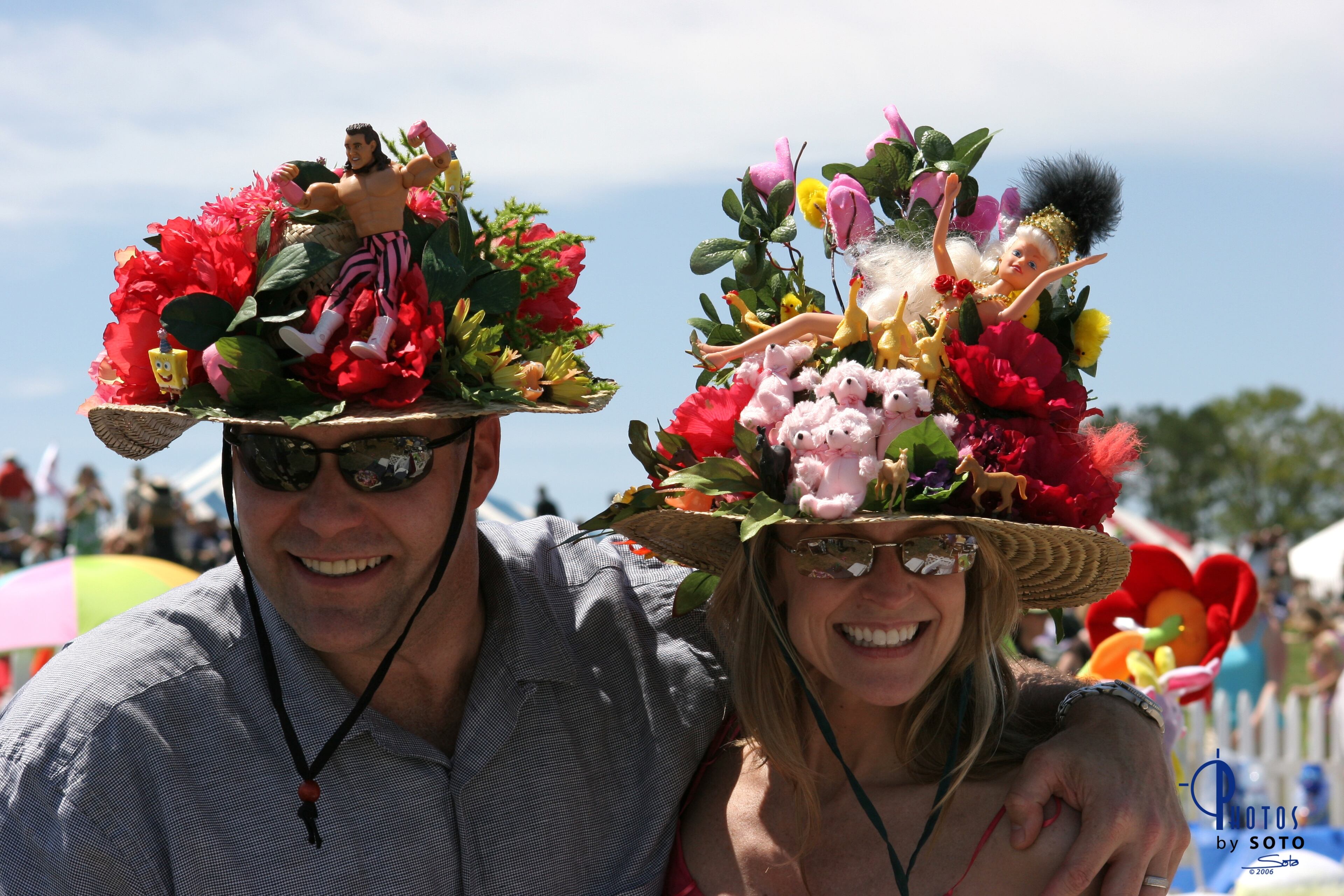 Outlandish hats are a regular feature at the Atlanta Steeplechase, where participants go to Kentucky Derby-style extremes to come up with fanciful headgear.