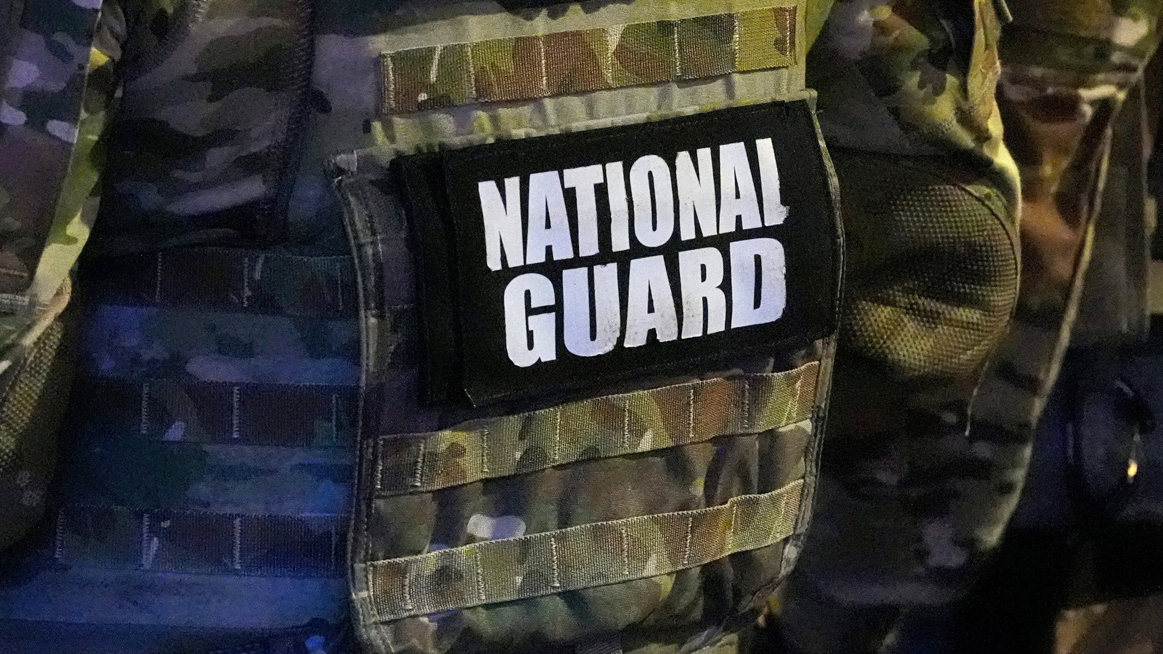 FILE - A member of the National Guard stands watch on Beale St., July 17, 2026, in Memphis, Tenn. (AP Photo/George Walker IV, File)