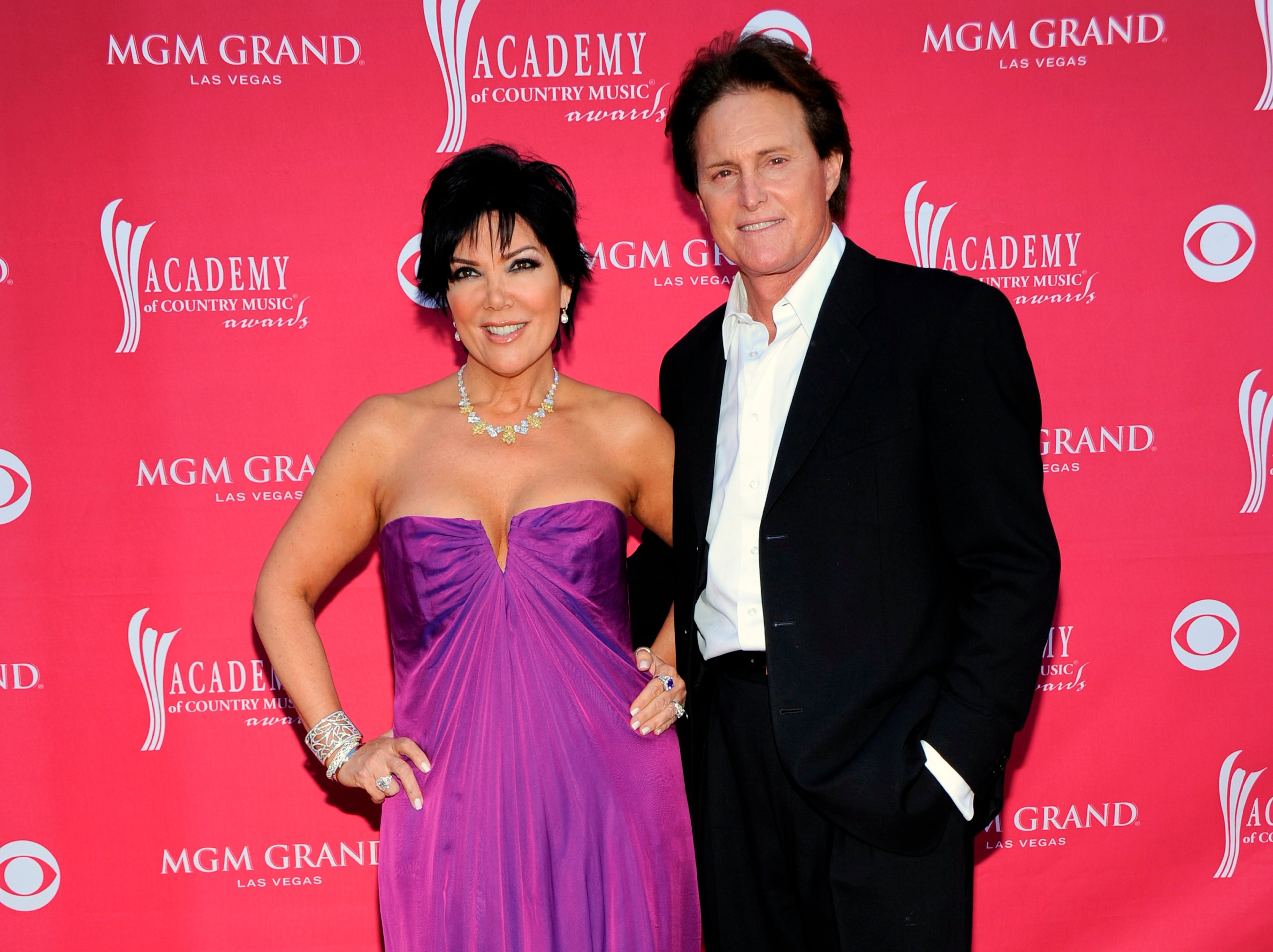 FILE - This April 5, 2009 file photo shows Kris Jenner, left, and her husband Bruce Jenner at the 44th Annual Academy of Country Music Awards in Las Vegas. Kris Jenner filed for divorce Monday, Sept. 22, 2014, in Los Angeles, from estranged husband, Bruce Jenner, citing irreconcilable differences. (AP Photo/Dan Steinberg, File)