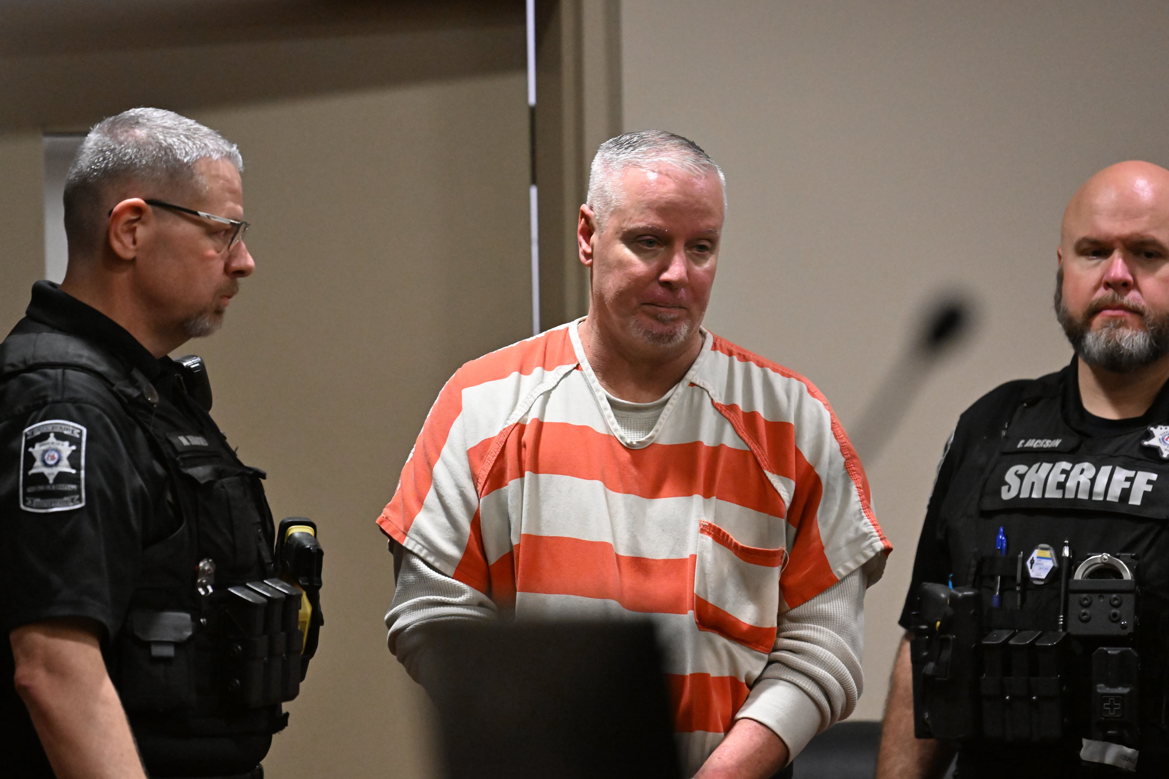 Colin Gray, father of Apalachee High School shooter Colt Gray, enters the courtroom during his sentencing hearing at Barrow County Superior Court on Thursday, July 30, 2026, in Winder. (Hyosub Shin/AJC)