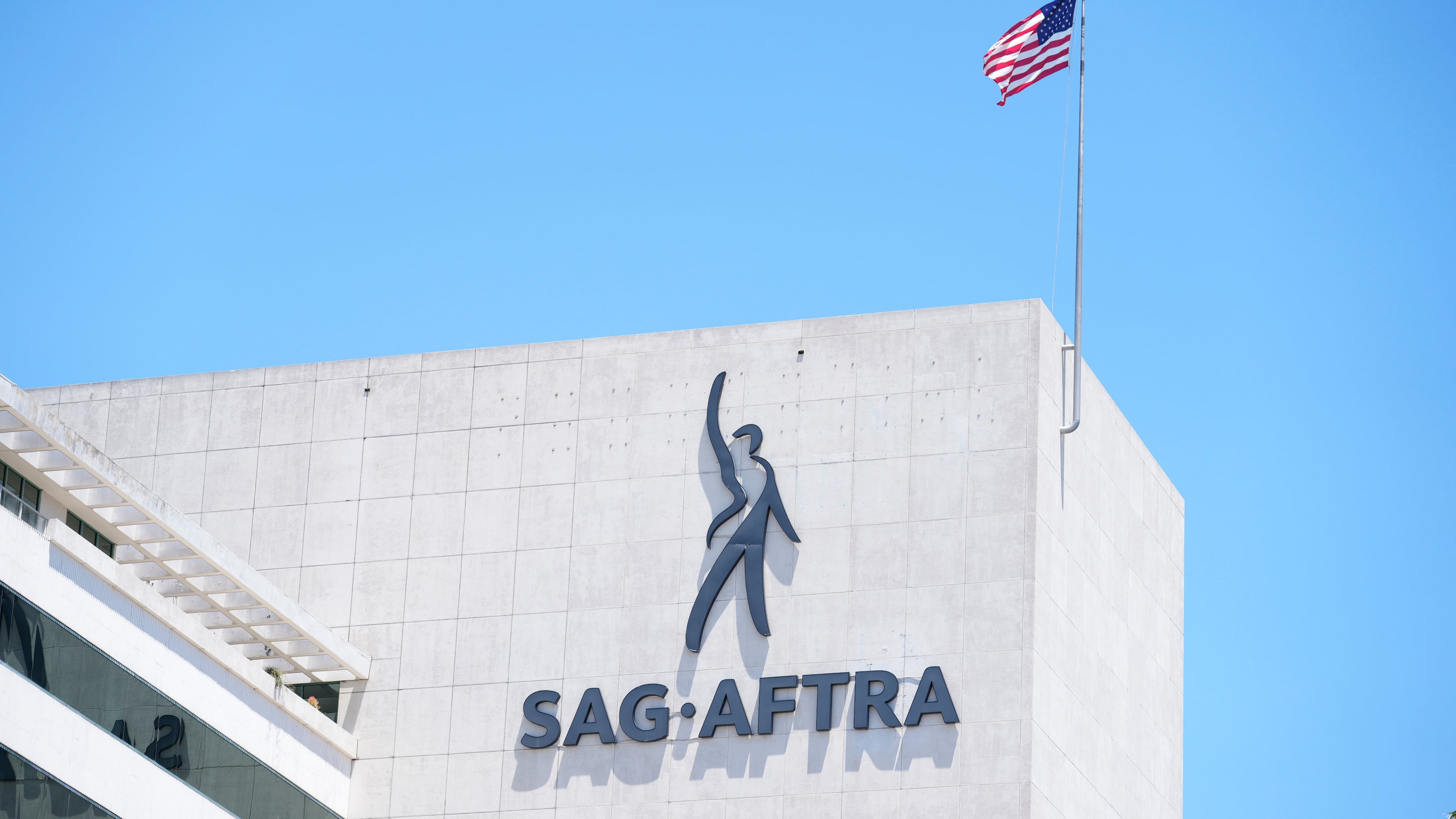FILE - The SAG-AFTRA building is pictured following a press conference announcing a strike by The Screen Actors Guild-American Federation of Television and Radio Artists on July, 13, 2023, in Los Angeles. (AP Photo/Chris Pizzello, File)
