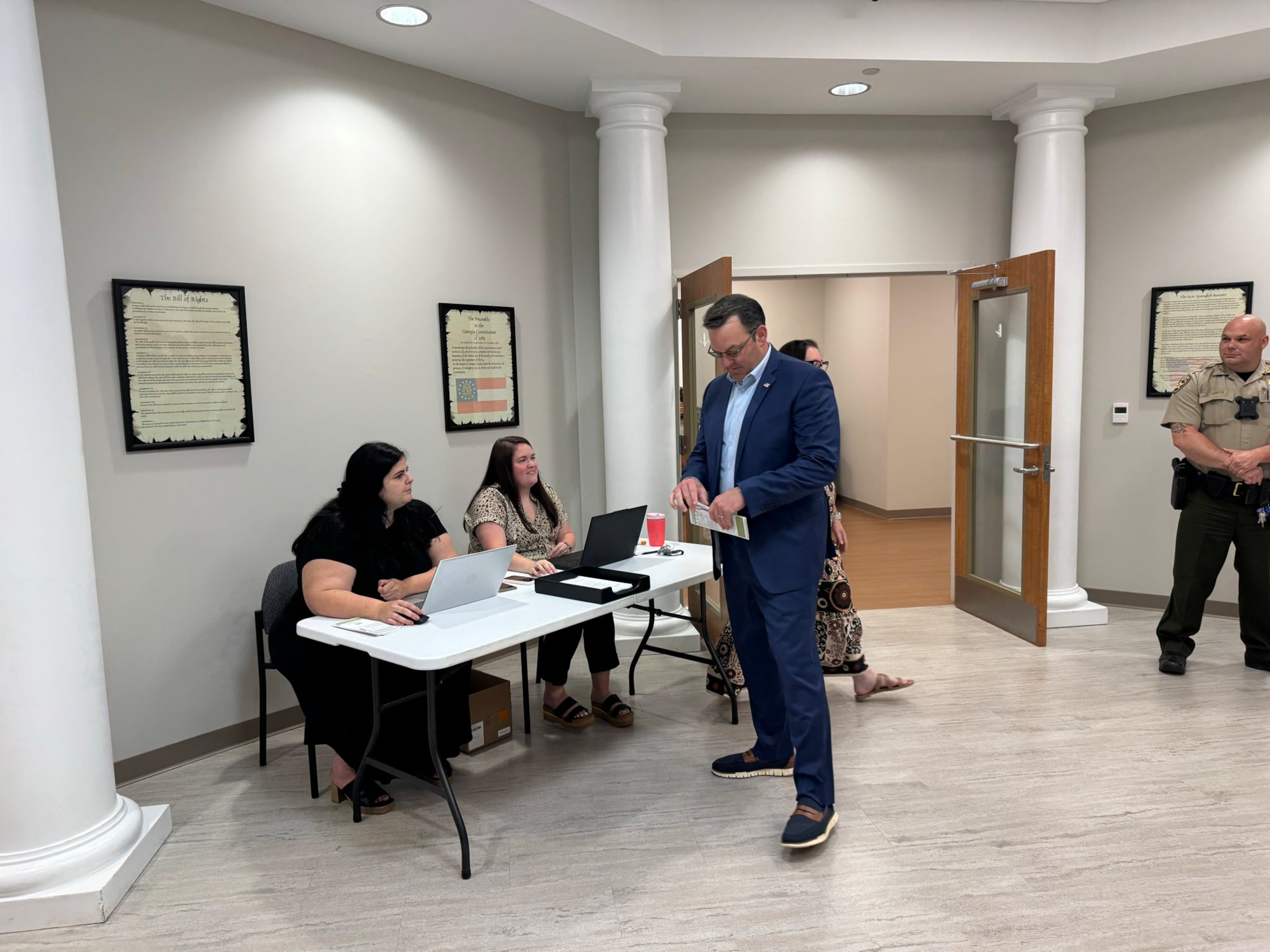 Lt. Gov. Burt Jones had to skip his last day campaigning for governor on Monday to report for jury duty in his home of Butts County. (Courtesy)