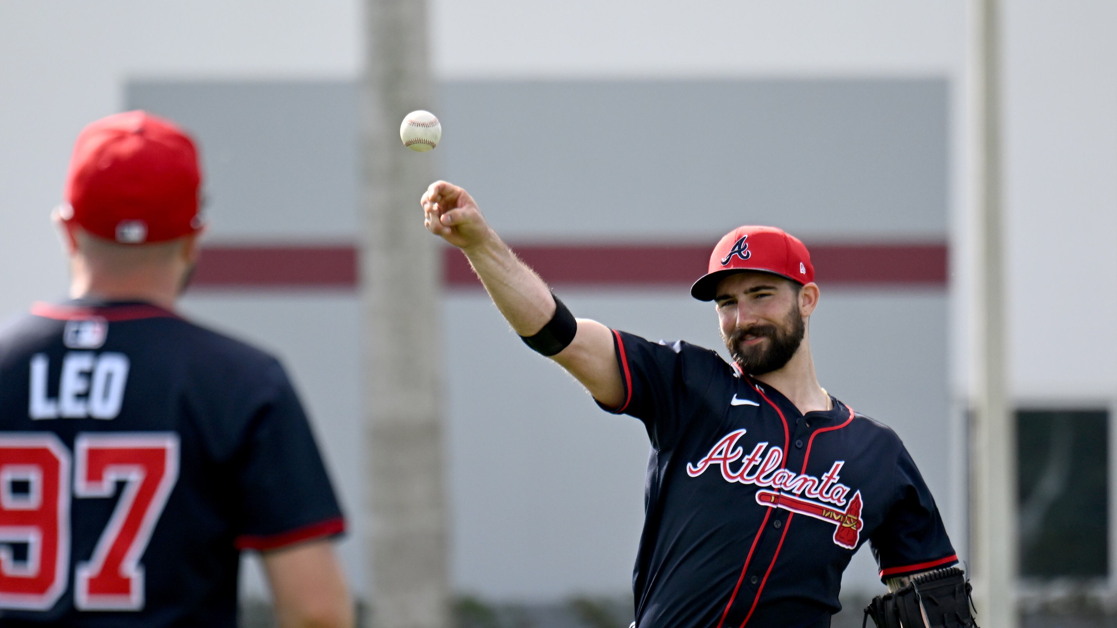 Spencer Strider during spring training workouts in North Port, Fla. (Hyosub Shin / AJC)